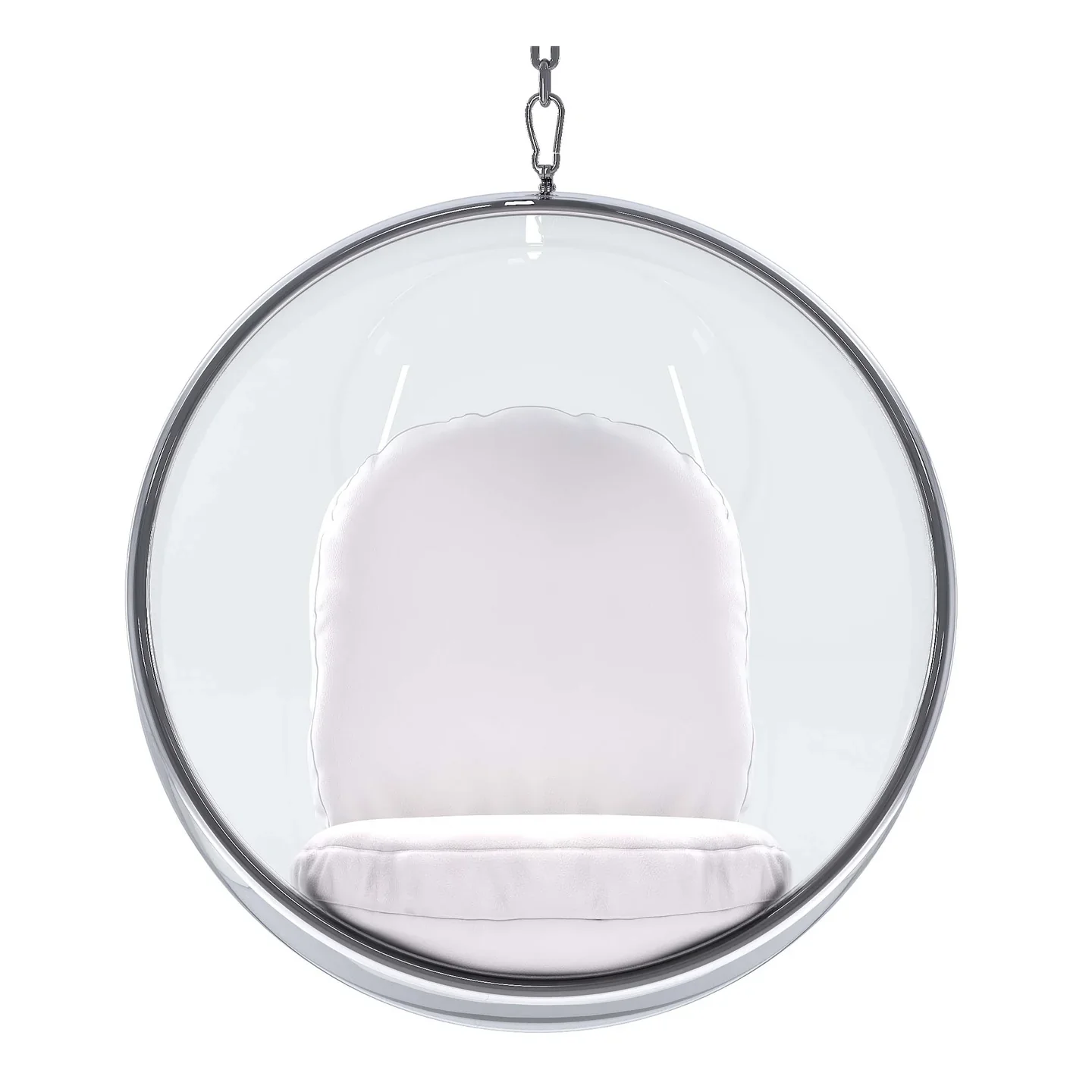 Hanging Bubble Chair, White Cushions By World Modern Design - Image 5