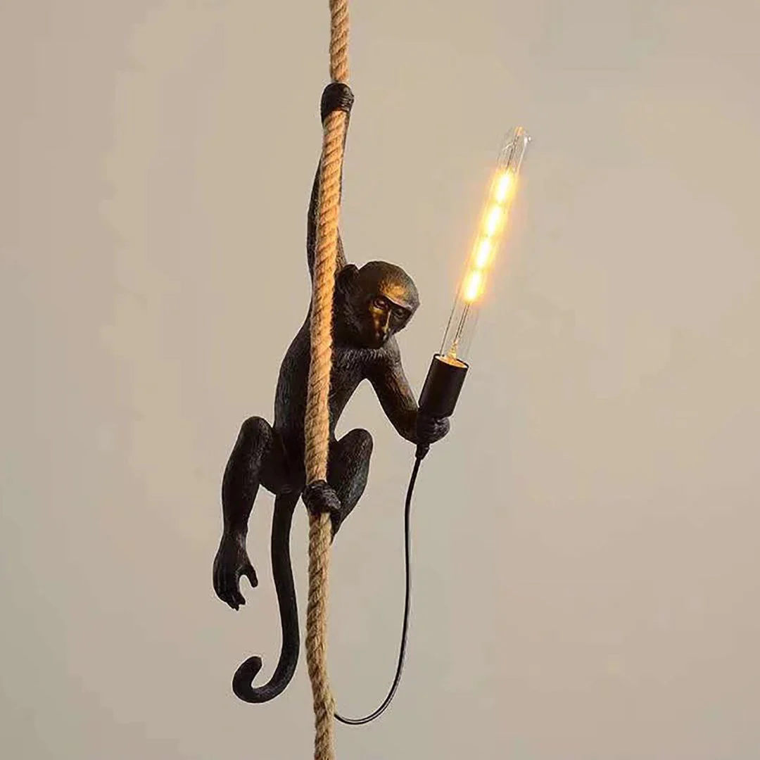 Hanging Monkey on a Rope Pendant Lamp By Homeroots - Image 2