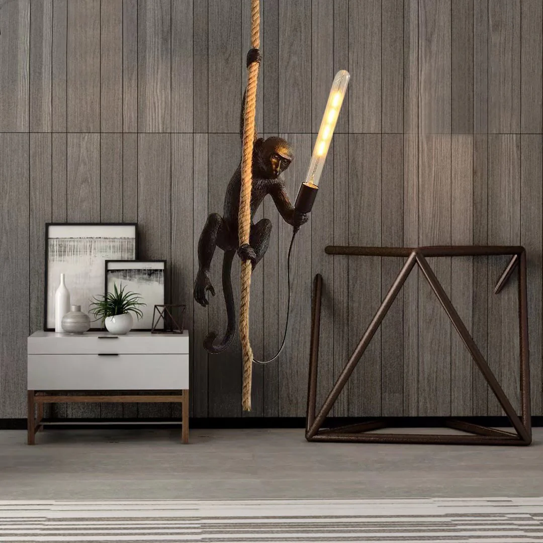 Hanging Monkey on a Rope Pendant Lamp By Homeroots - Image 3
