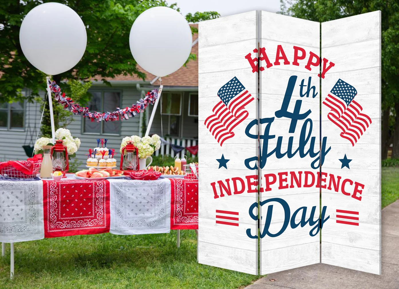 Happy 4Th Of July Three Panel Room Divider Screen By Homeroots - Image 5