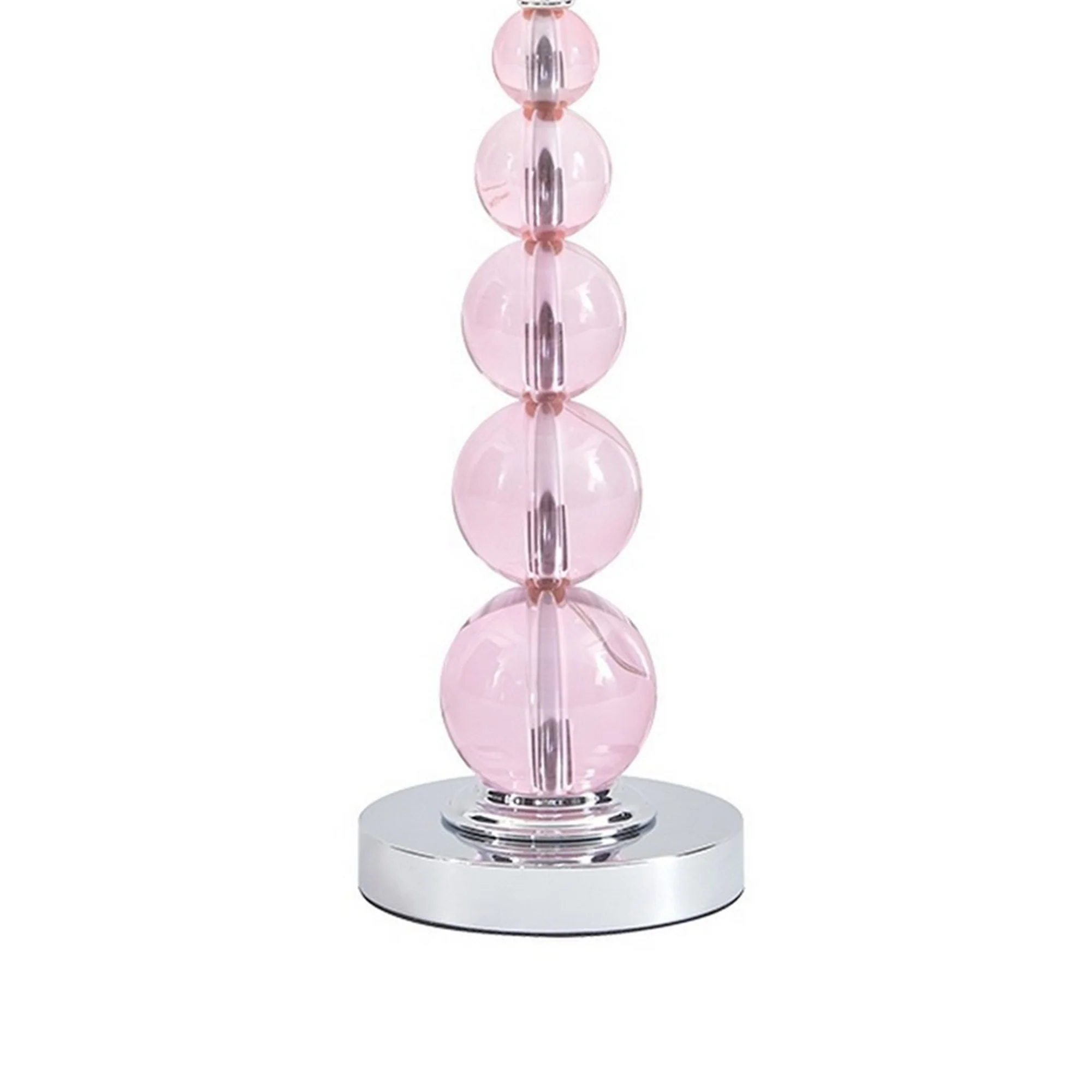 Hardback Shade Table Lamp With Crystal Accents Pink By Benzara - Image 3