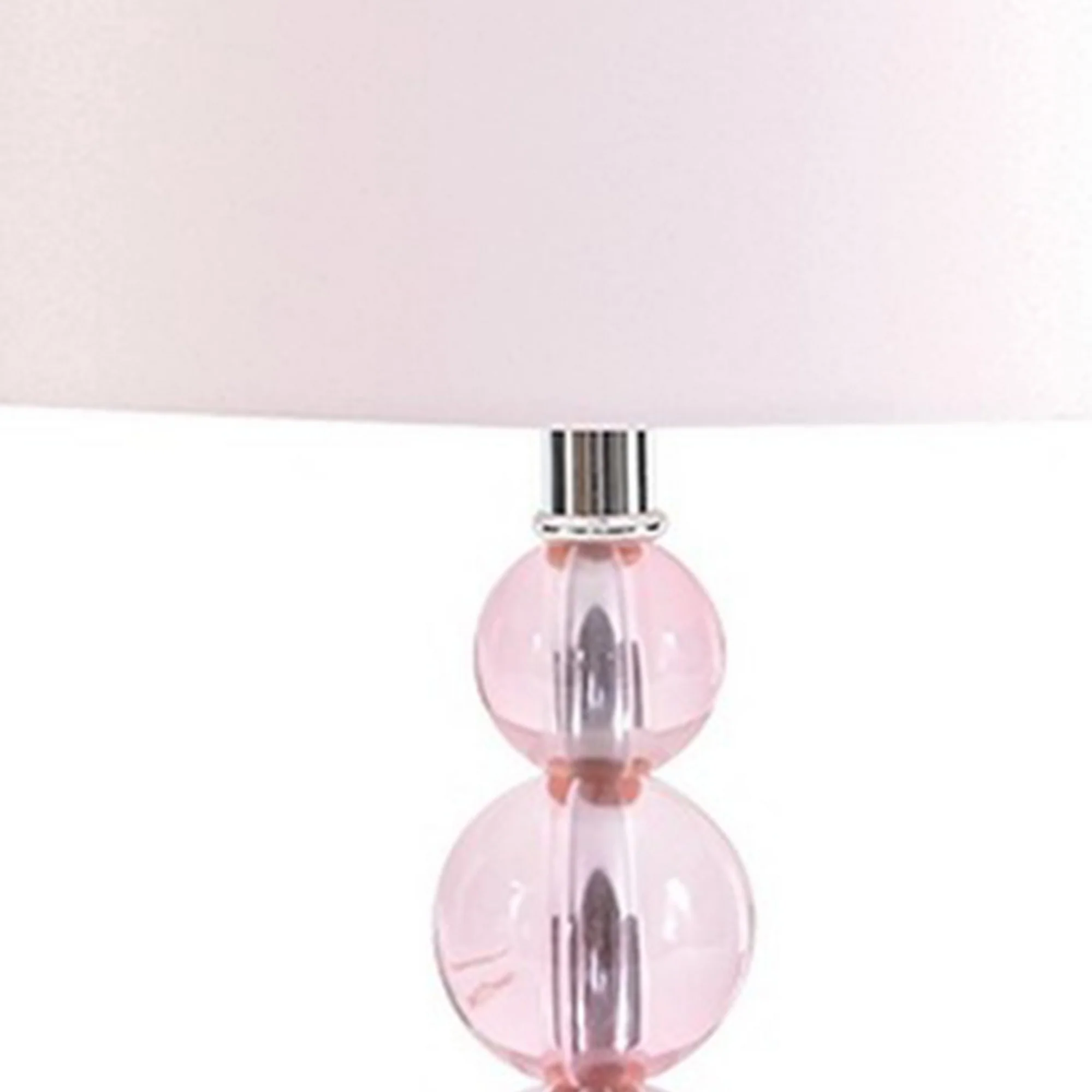 Hardback Shade Table Lamp With Crystal Accents Pink By Benzara - Image 4