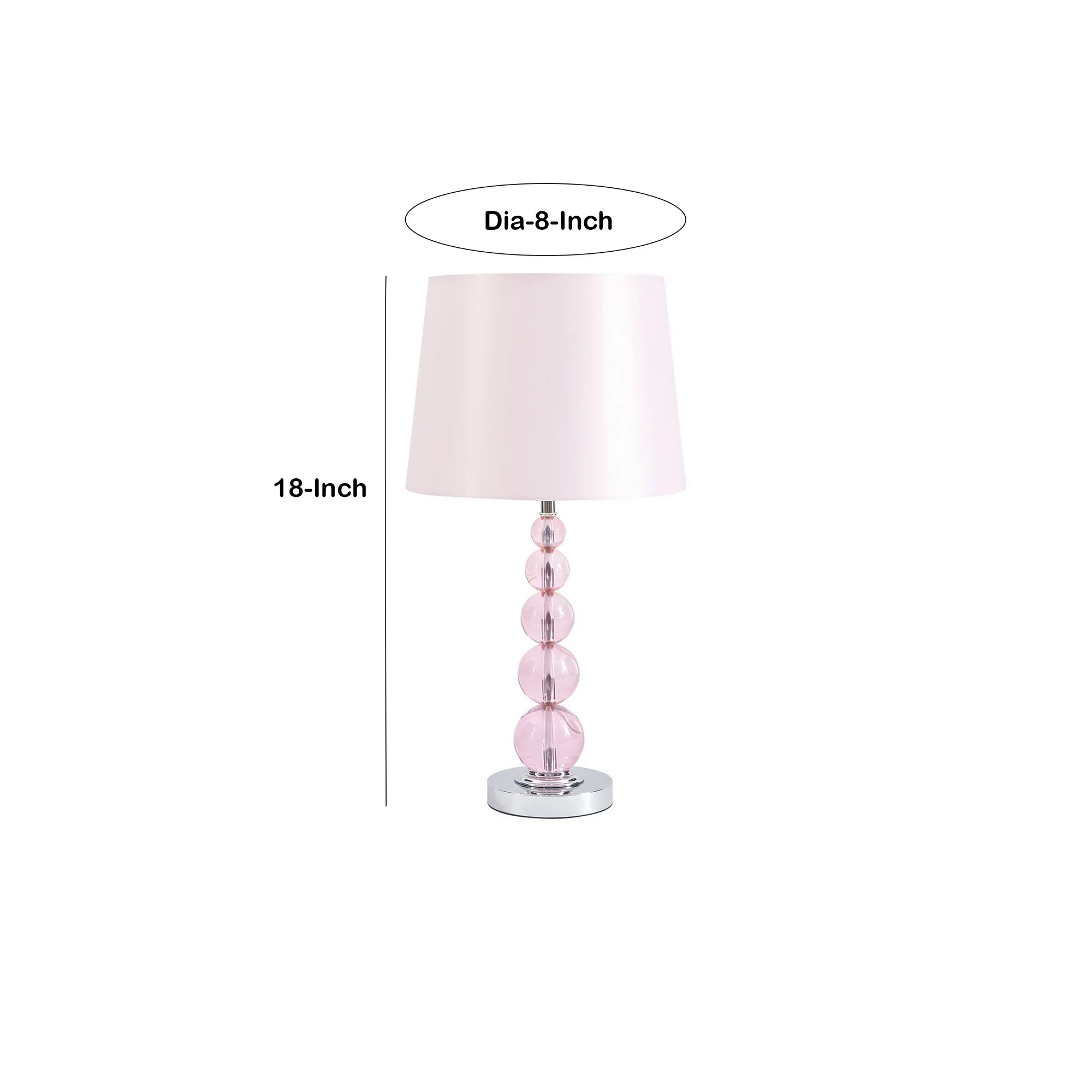 Hardback Shade Table Lamp With Crystal Accents Pink By Benzara - Image 5