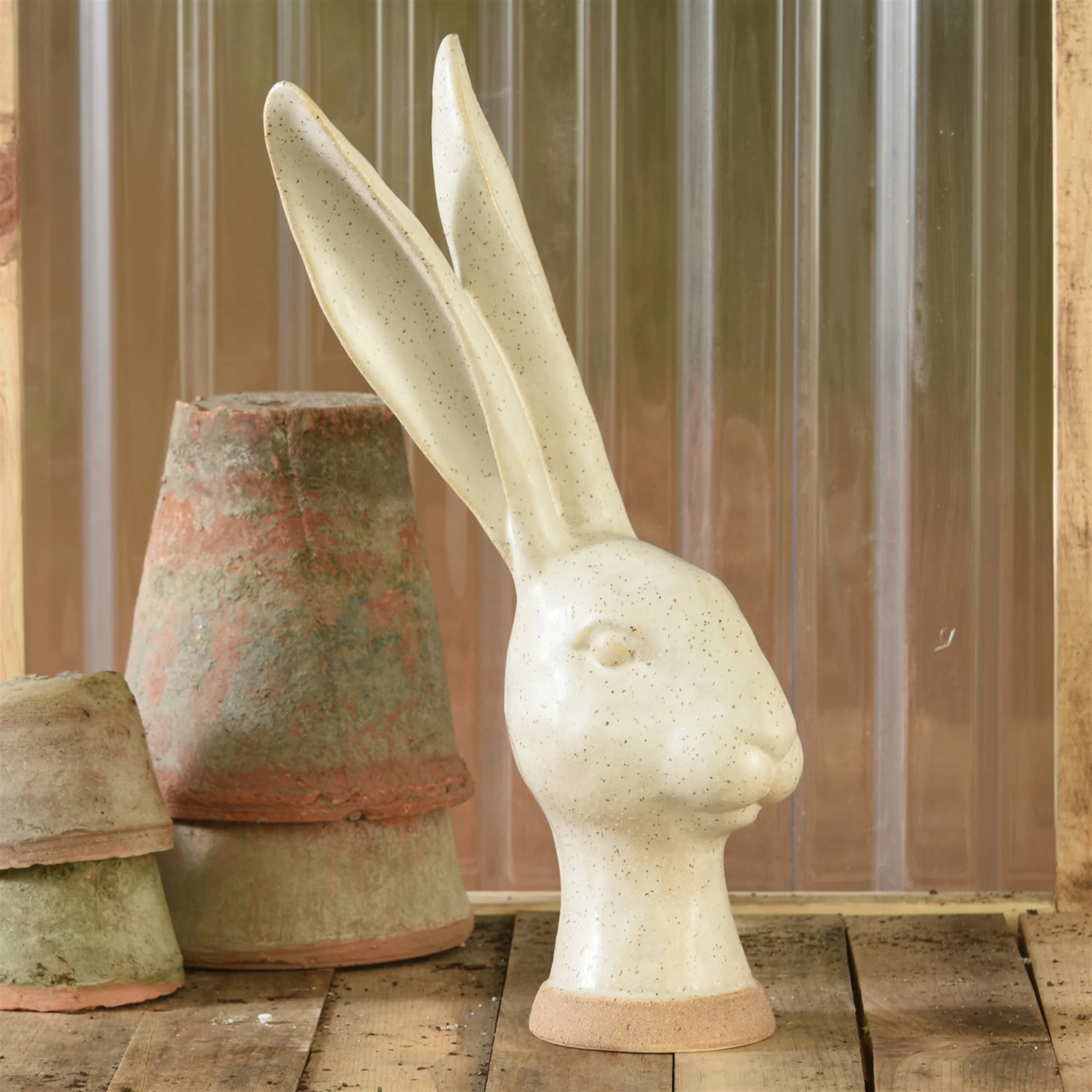 Hare Head, Ceramic - Large - Matte White Set Of 2 By HomArt - Image 3