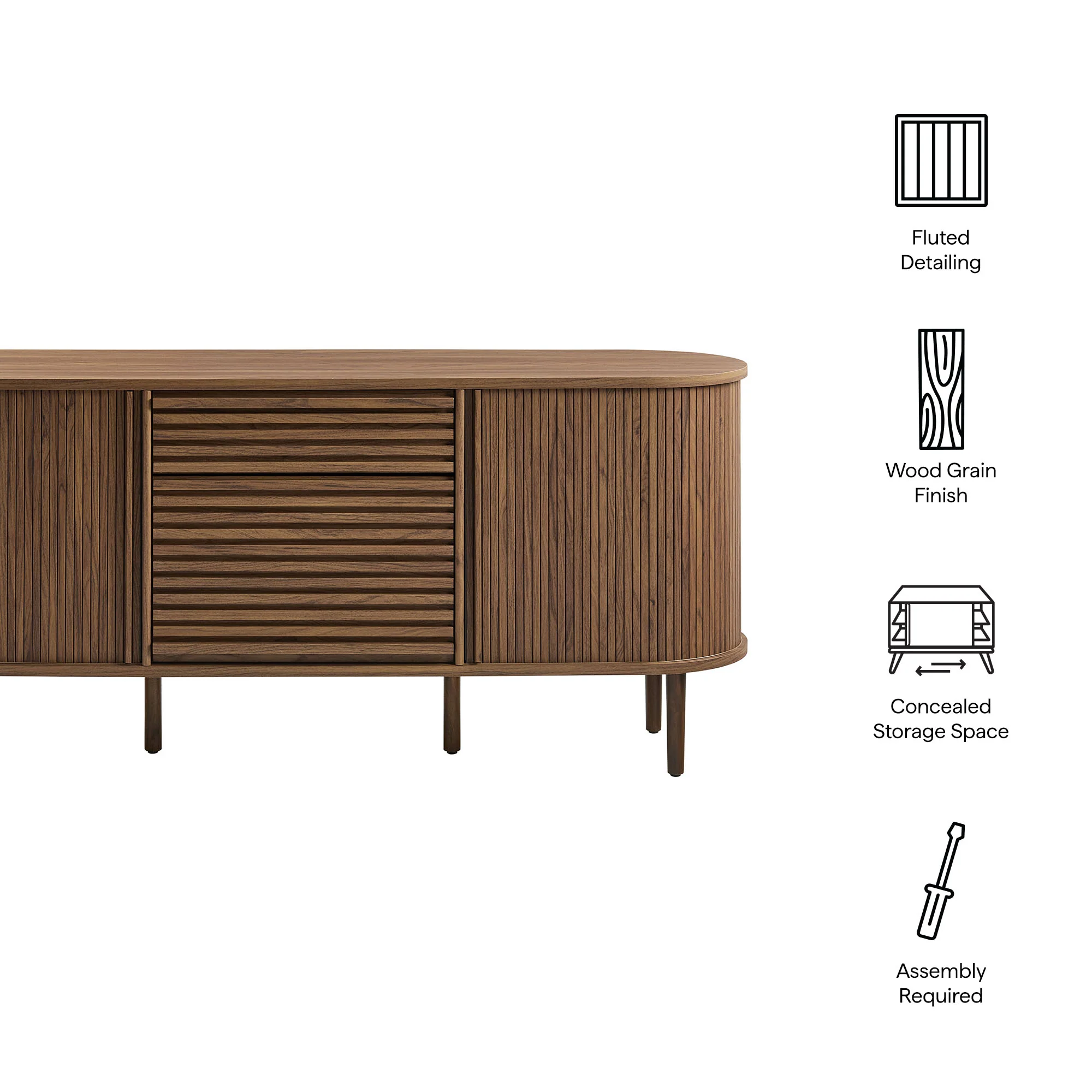 Harlan 67" Fluted Oval Sideboard Cabinet by Modway - Image 11