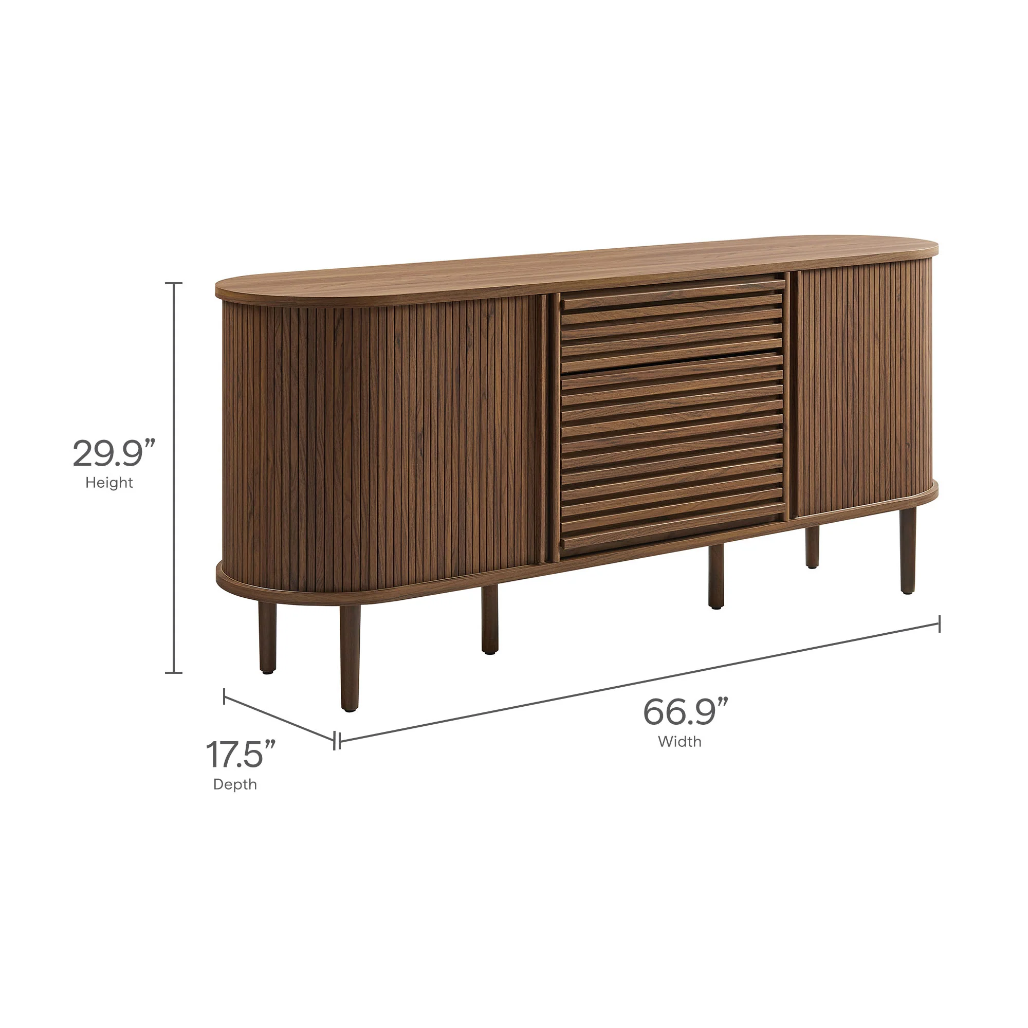Harlan 67" Fluted Oval Sideboard Cabinet by Modway - Image 12