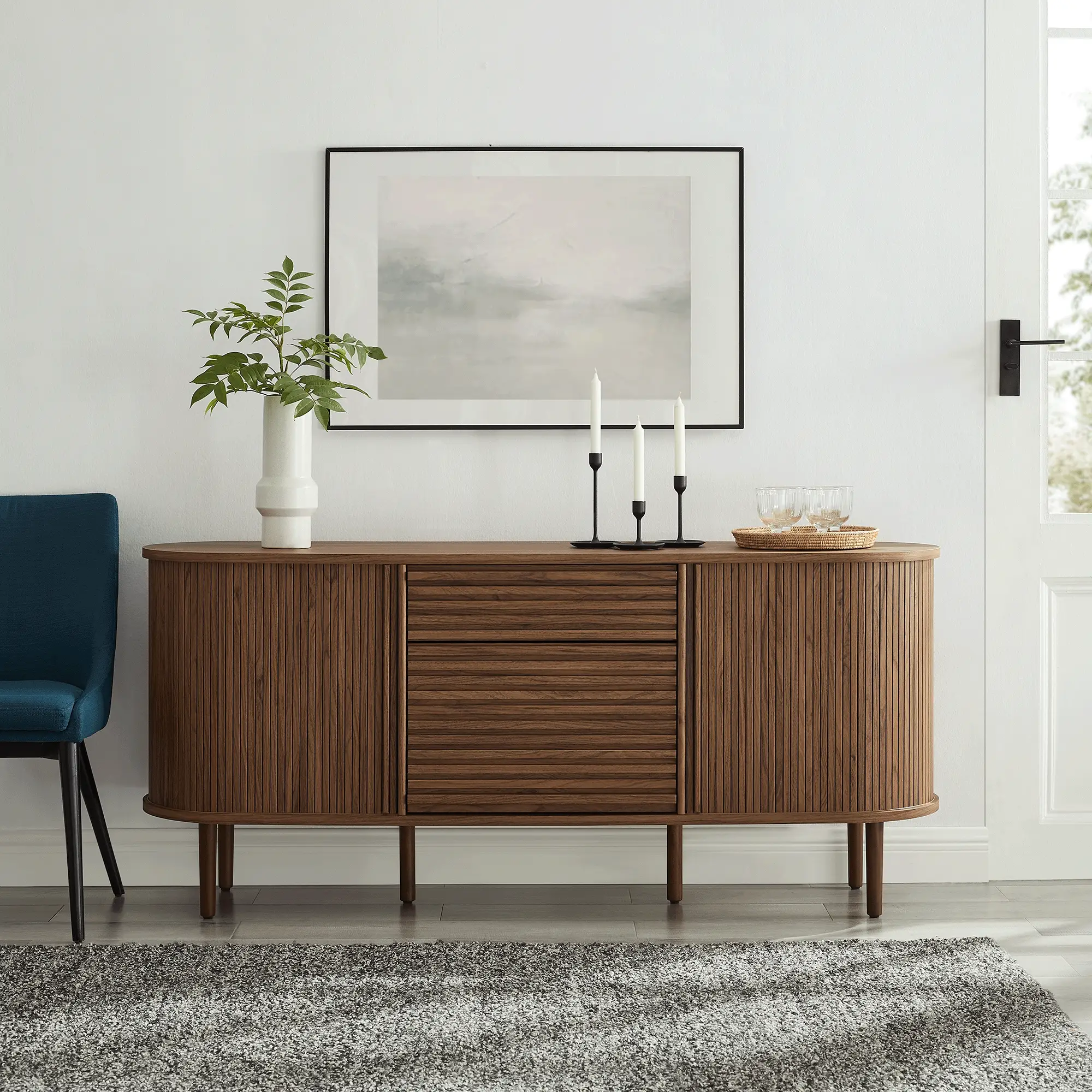 Harlan 67" Fluted Oval Sideboard Cabinet by Modway - Image 8