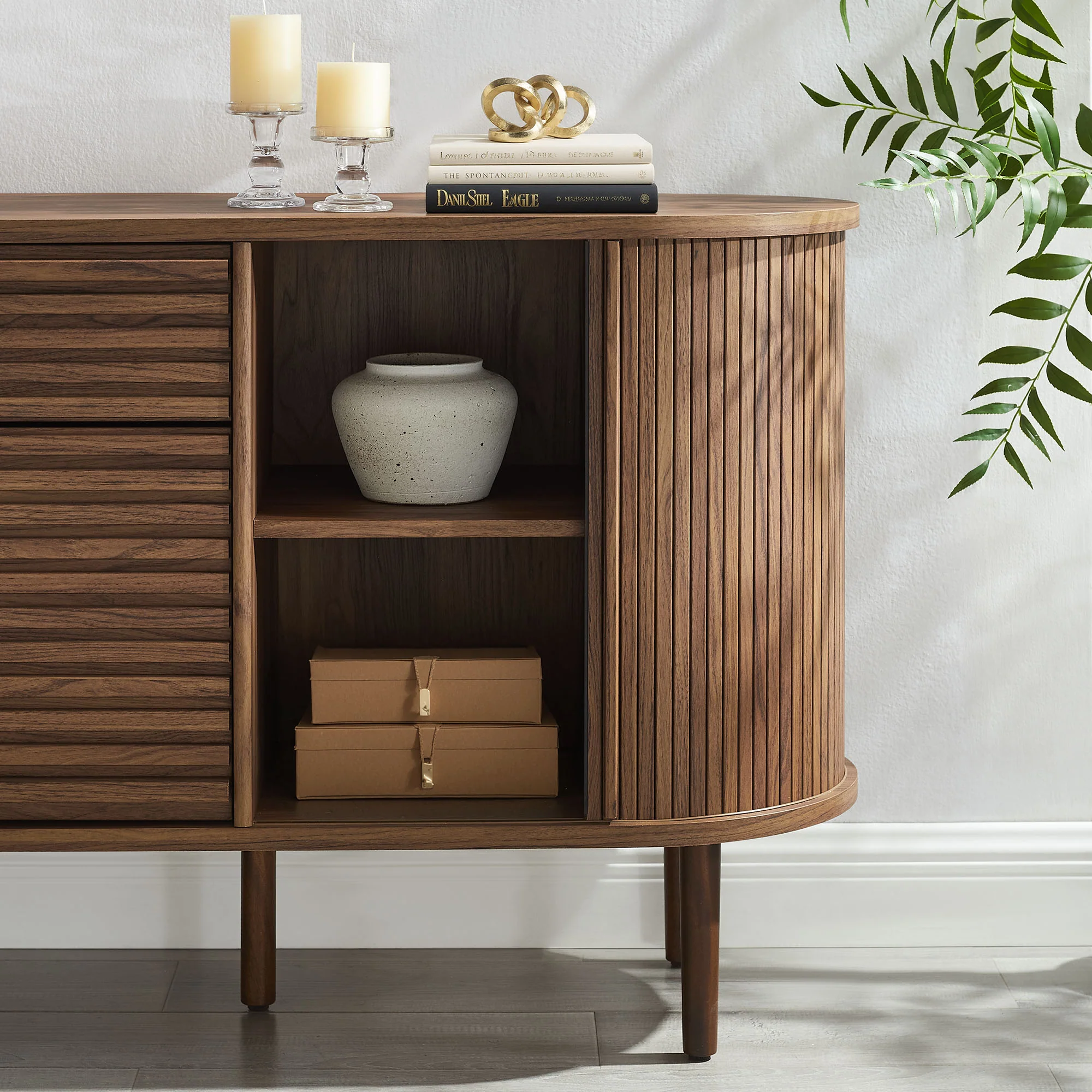 Harlan 67" Fluted Oval Sideboard Cabinet by Modway - Image 9