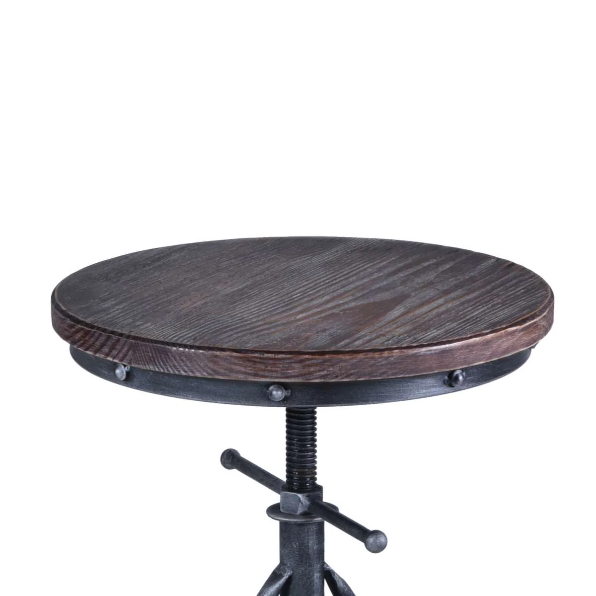 Harlem Adjustable Height Swivel Pine Wood and Metal Bicycle Bar Stool  By Armen Living - Image 3
