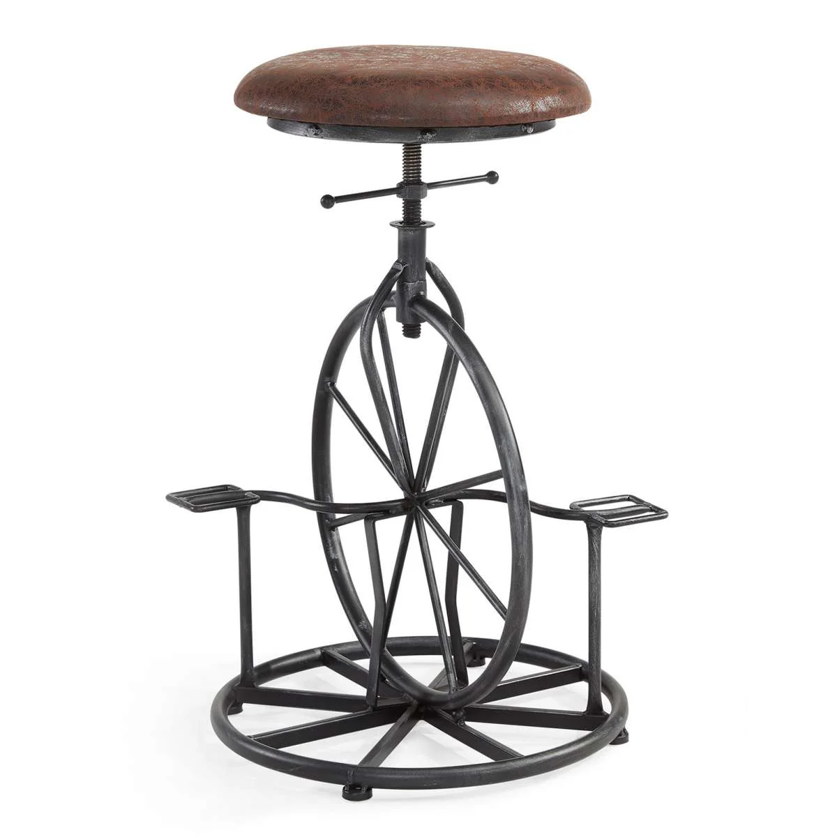 Harlem Adjustable Height Swivel Pine Wood and Metal Bicycle Bar Stool  By Armen Living - Image 6