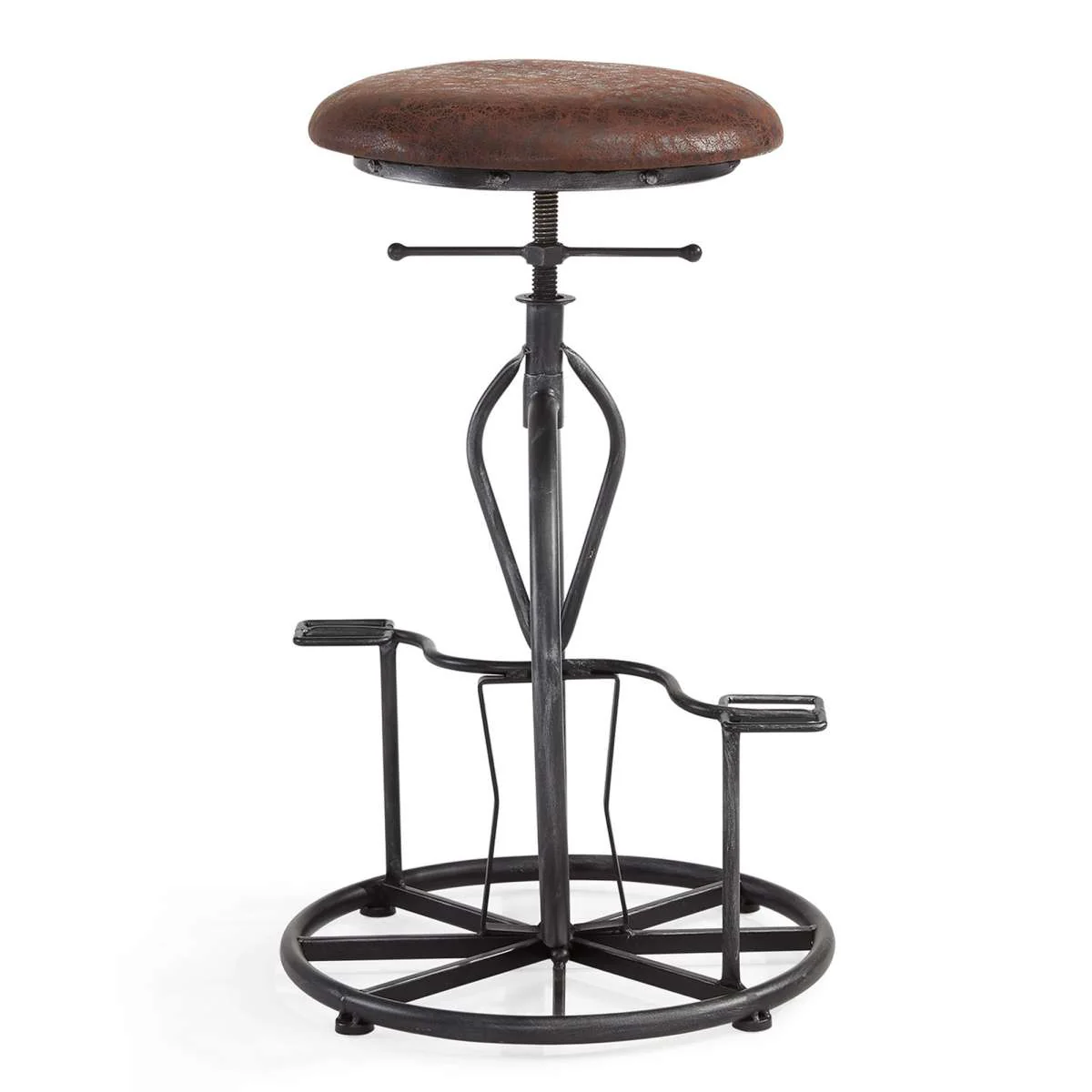 Harlem Adjustable Height Swivel Pine Wood and Metal Bicycle Bar Stool  By Armen Living - Image 7