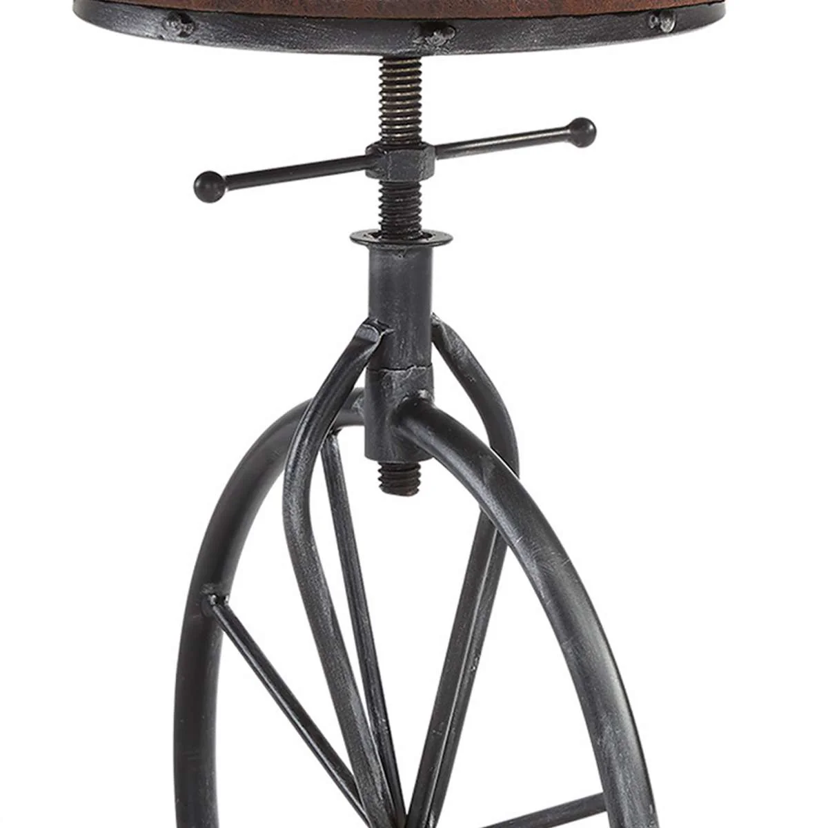 Harlem Adjustable Height Swivel Pine Wood and Metal Bicycle Bar Stool  By Armen Living - Image 8