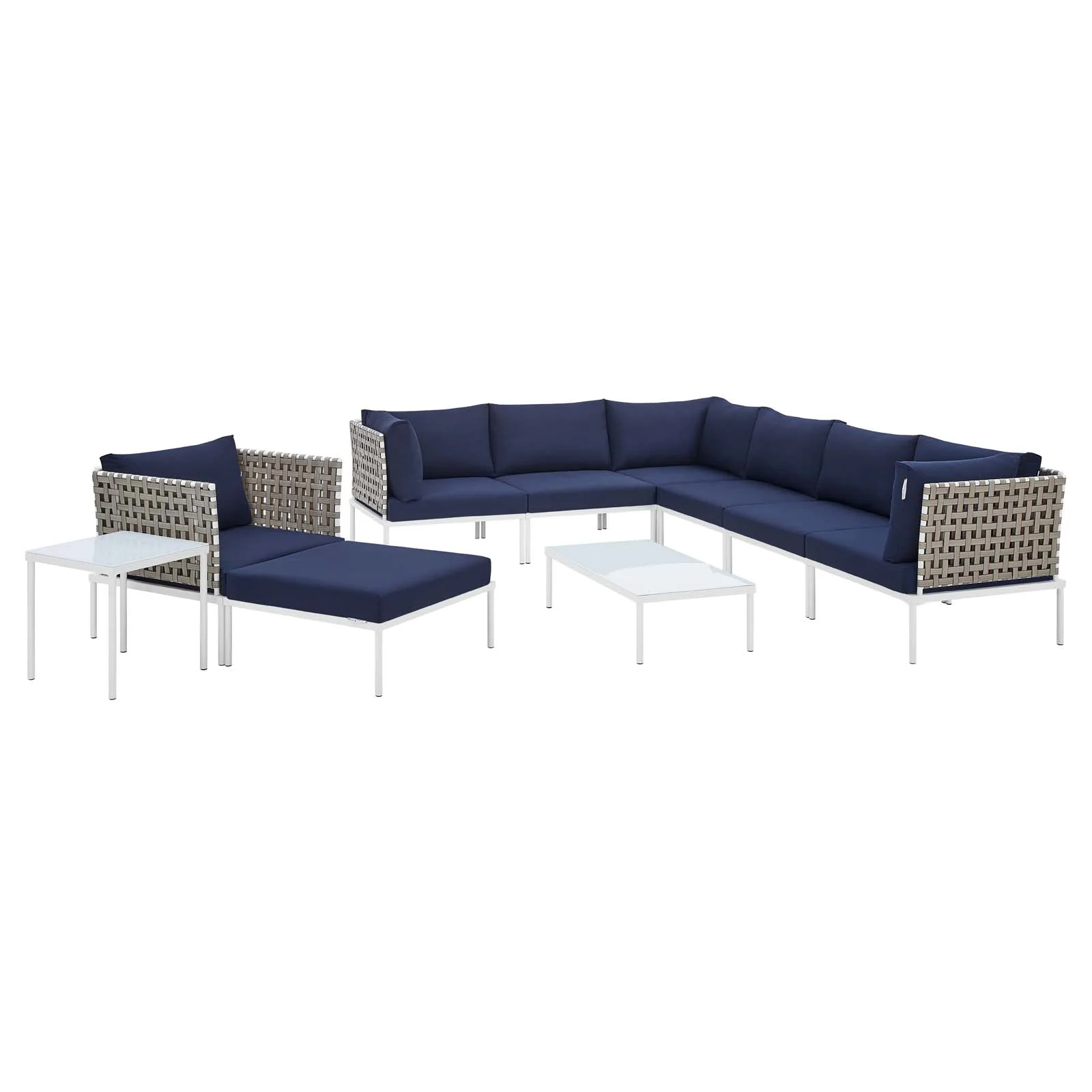 Harmony 10-Piece  Sunbrella® Basket Weave Outdoor Patio Aluminum Sectional Sofa Set By Modway - EEI-4951 - Image 17