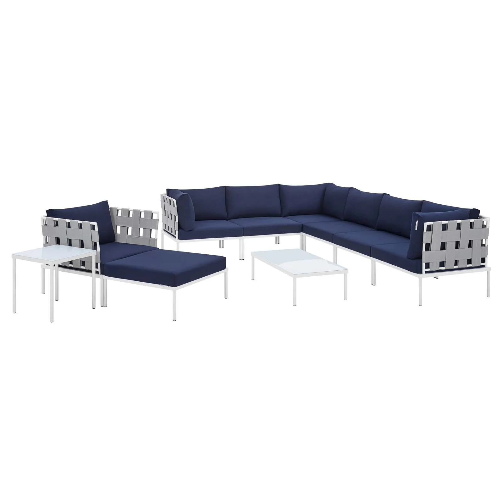 Harmony 10-Piece  Sunbrella® Outdoor Patio Aluminum Sectional Sofa Set By Modway - EEI-4953 - Image 17