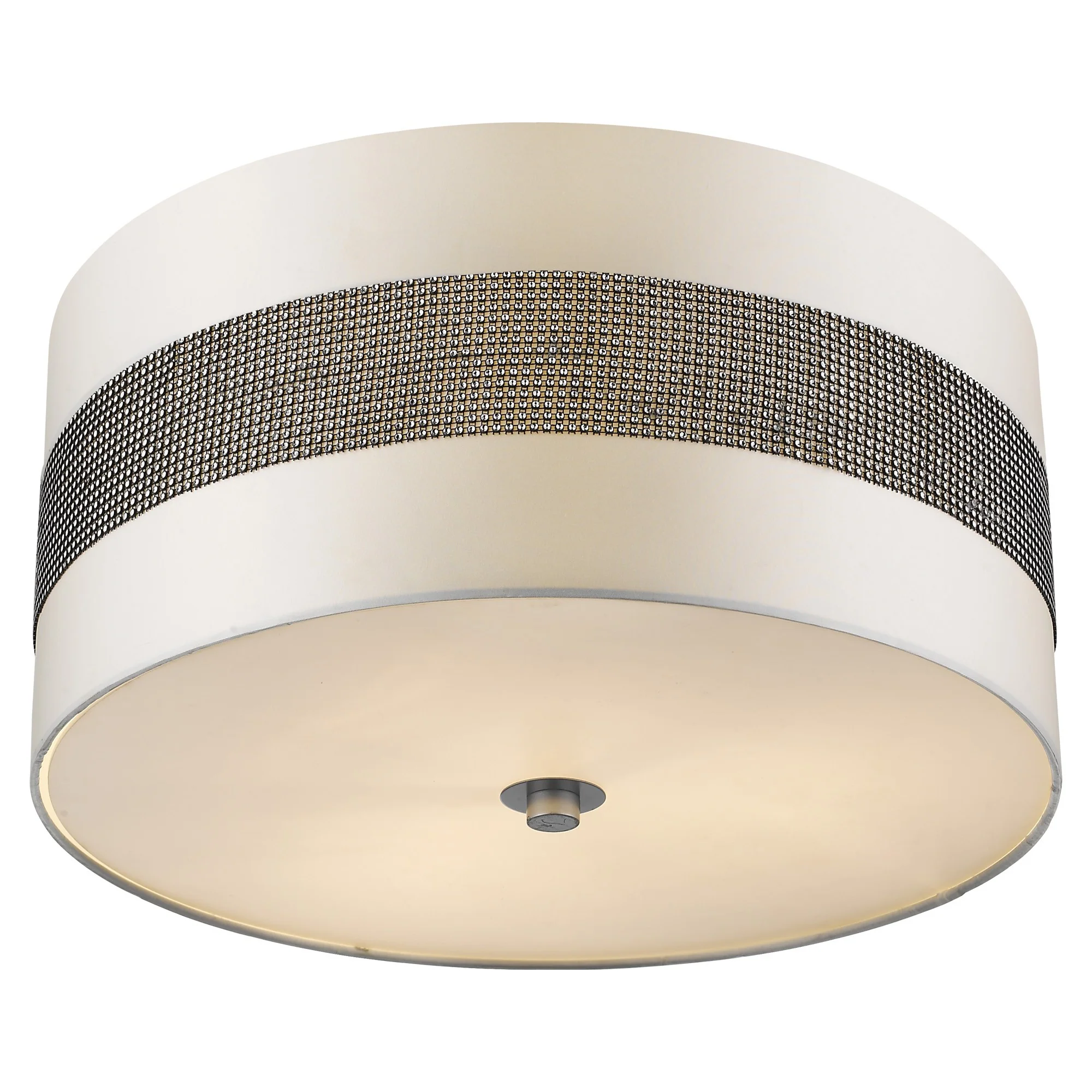 Harmony 3-Light Metallic Silver Pendant With Crystal Studded Platinum Sheen Shade By Homeroots - Image 4