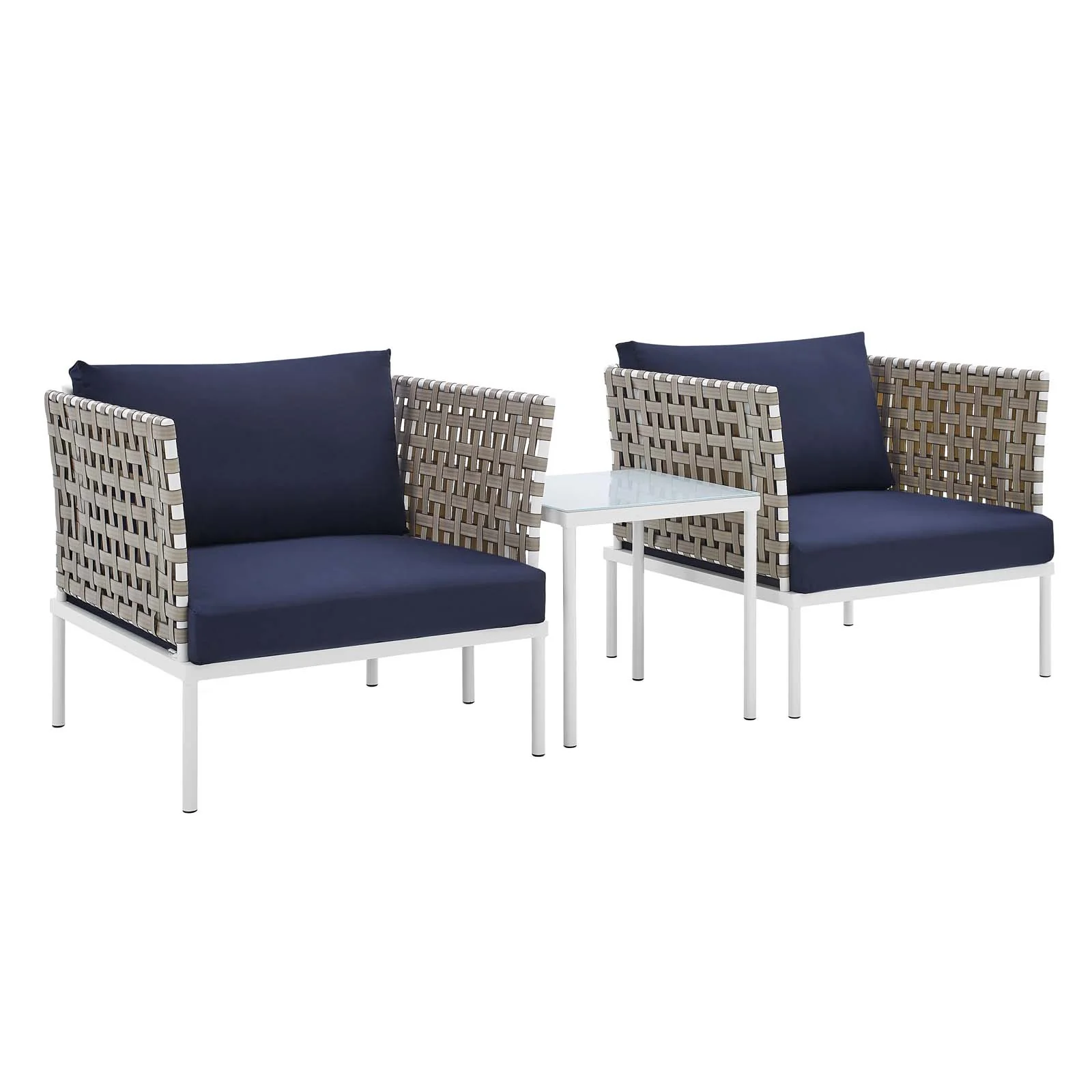 Harmony 3-Piece  Sunbrella® Basket Weave Outdoor Patio Aluminum Seating Set By Modway - EEI-4685 - Image 10