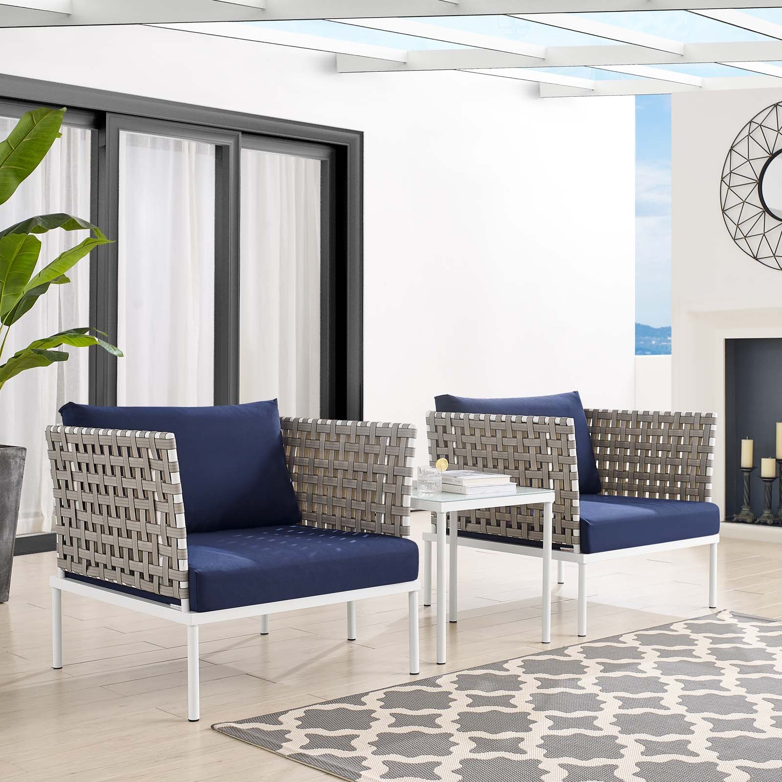 Harmony 3-Piece  Sunbrella® Basket Weave Outdoor Patio Aluminum Seating Set By Modway - EEI-4685 - Image 11