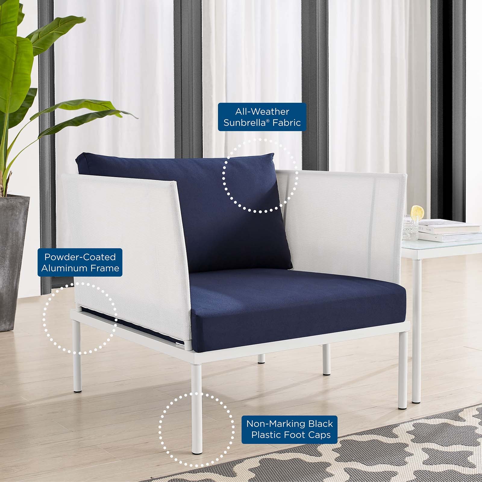 Harmony 3-Piece  Sunbrella® Outdoor Patio Aluminum Seating Set By Modway - EEI-4686 - Image 9