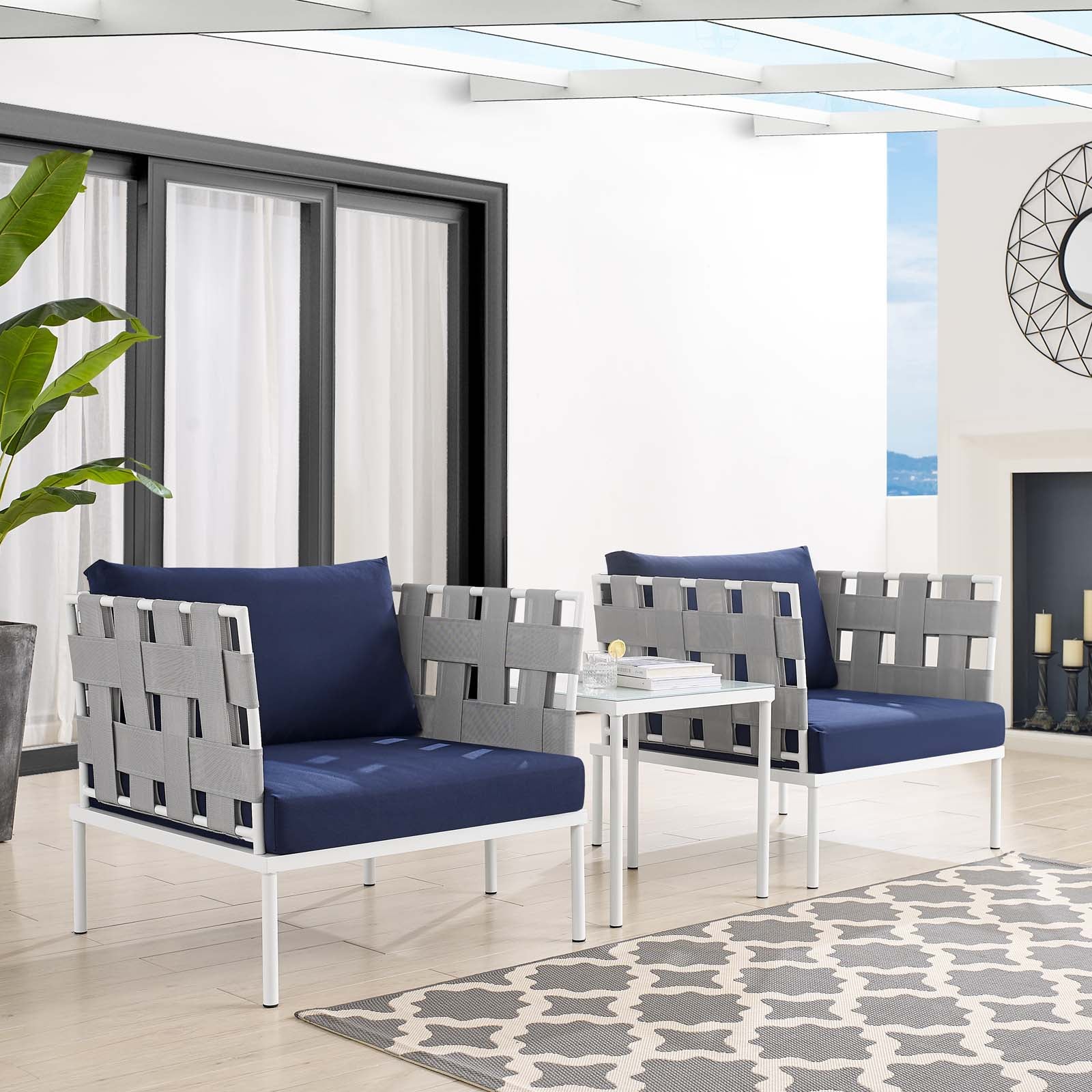 Harmony 3-Piece  Sunbrella® Outdoor Patio Aluminum Seating Set By Modway - EEI-4687 - Image 11