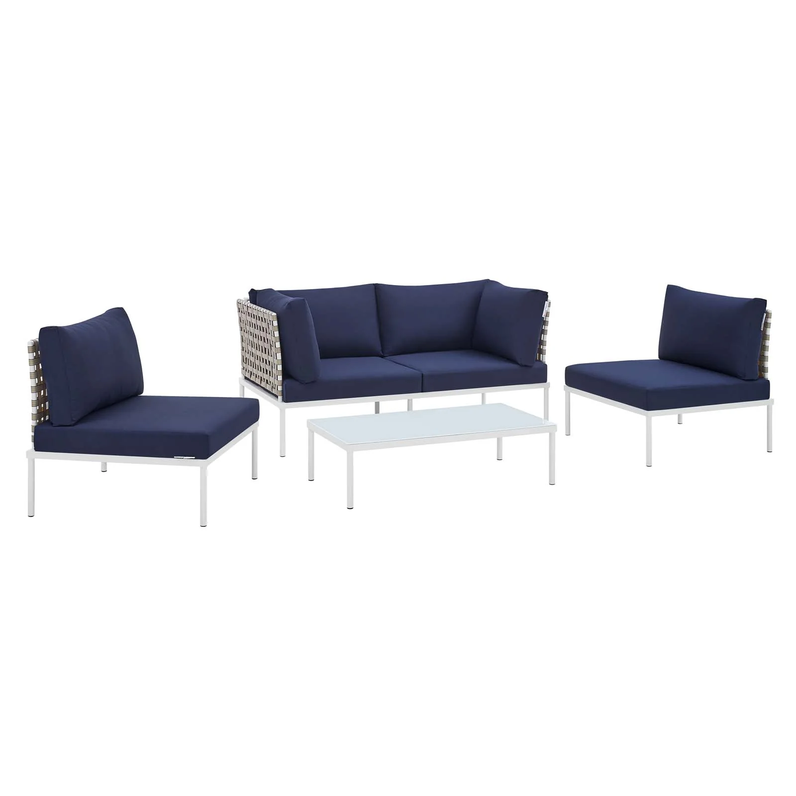 Harmony 4-Piece  Sunbrella® Basket Weave Outdoor Patio Aluminum Seating Set By Modway - EEI-4689 - Image 13