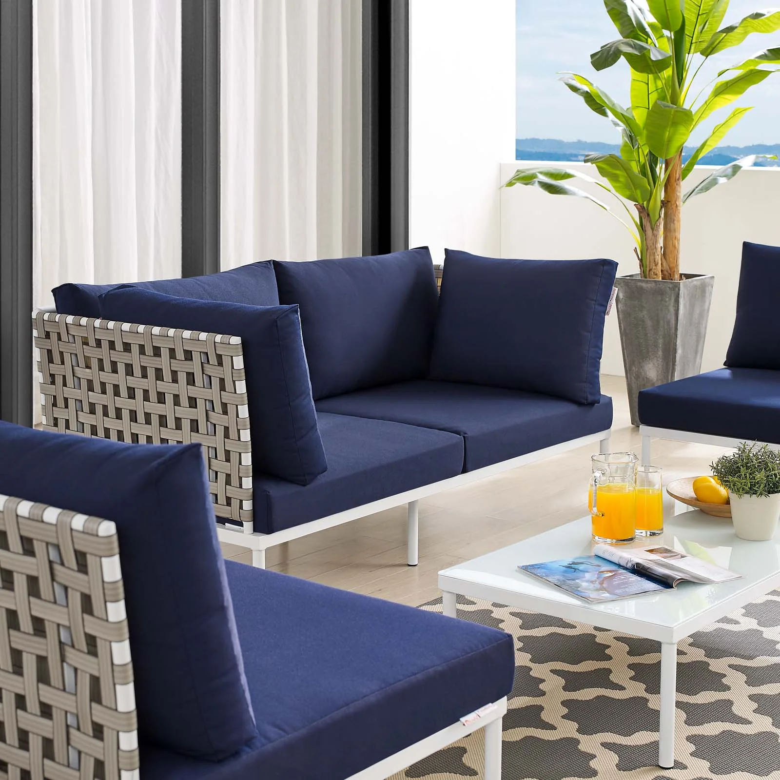 Harmony 4-Piece  Sunbrella® Basket Weave Outdoor Patio Aluminum Seating Set By Modway - EEI-4689 - Image 16