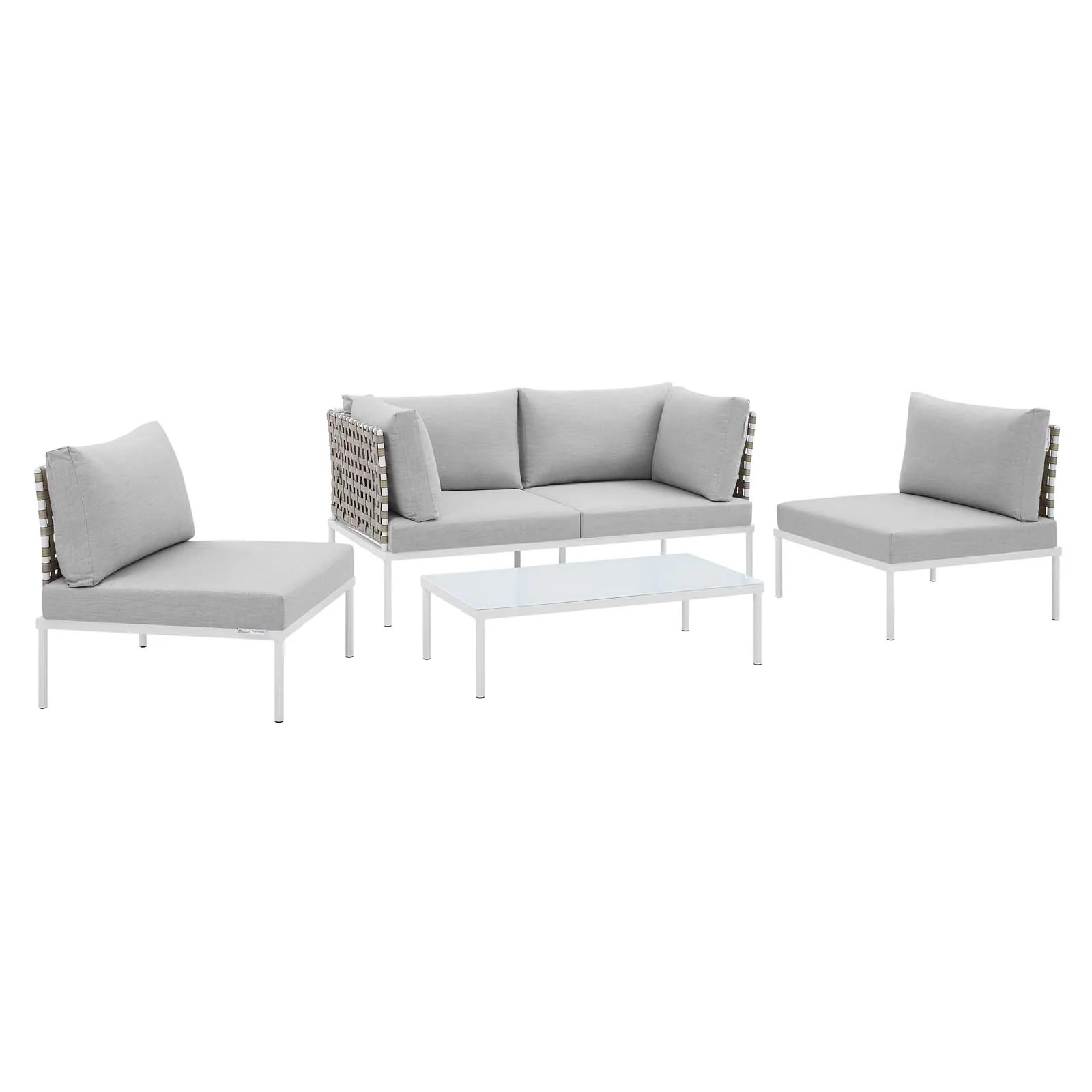 Harmony 4-Piece  Sunbrella® Basket Weave Outdoor Patio Aluminum Seating Set By Modway - EEI-4689 - Image 3