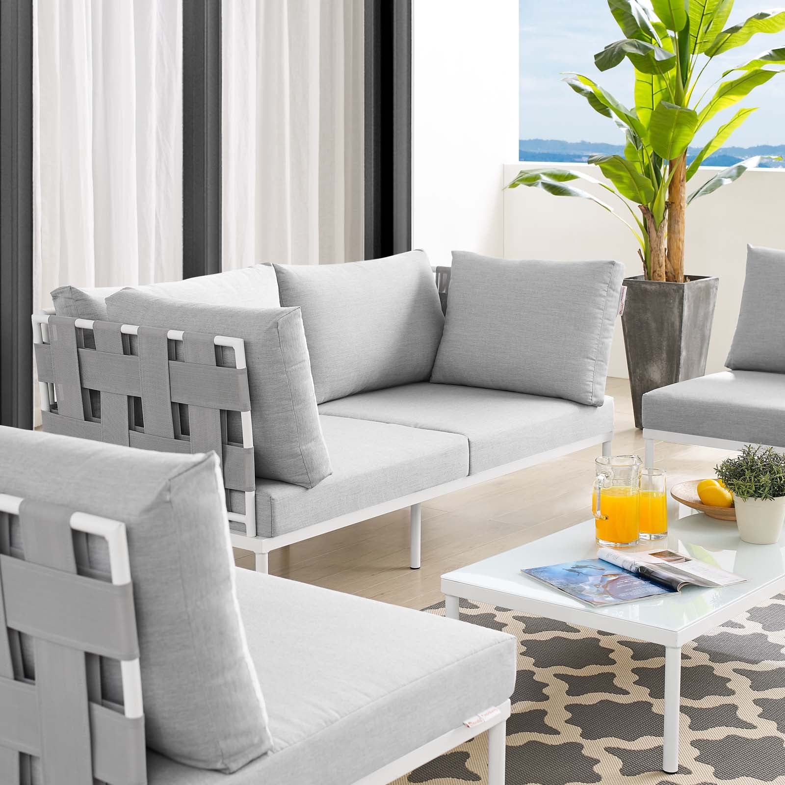 Harmony 4-Piece  Sunbrella® Outdoor Patio Aluminum Seating Set By Modway - EEI-4691 - Image 5