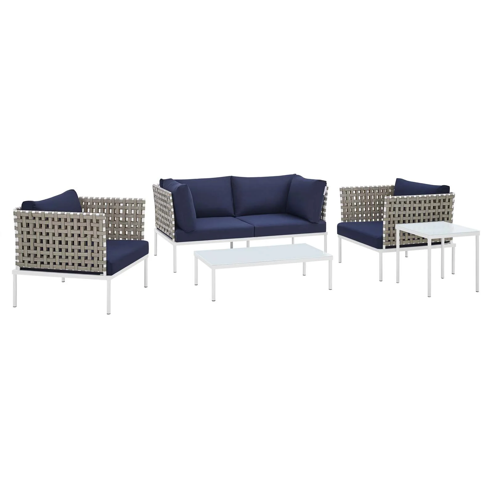 Harmony 5-Piece  Sunbrella® Basket Weave Outdoor Patio Aluminum Seating Set By Modway - EEI-4693 - Image 16