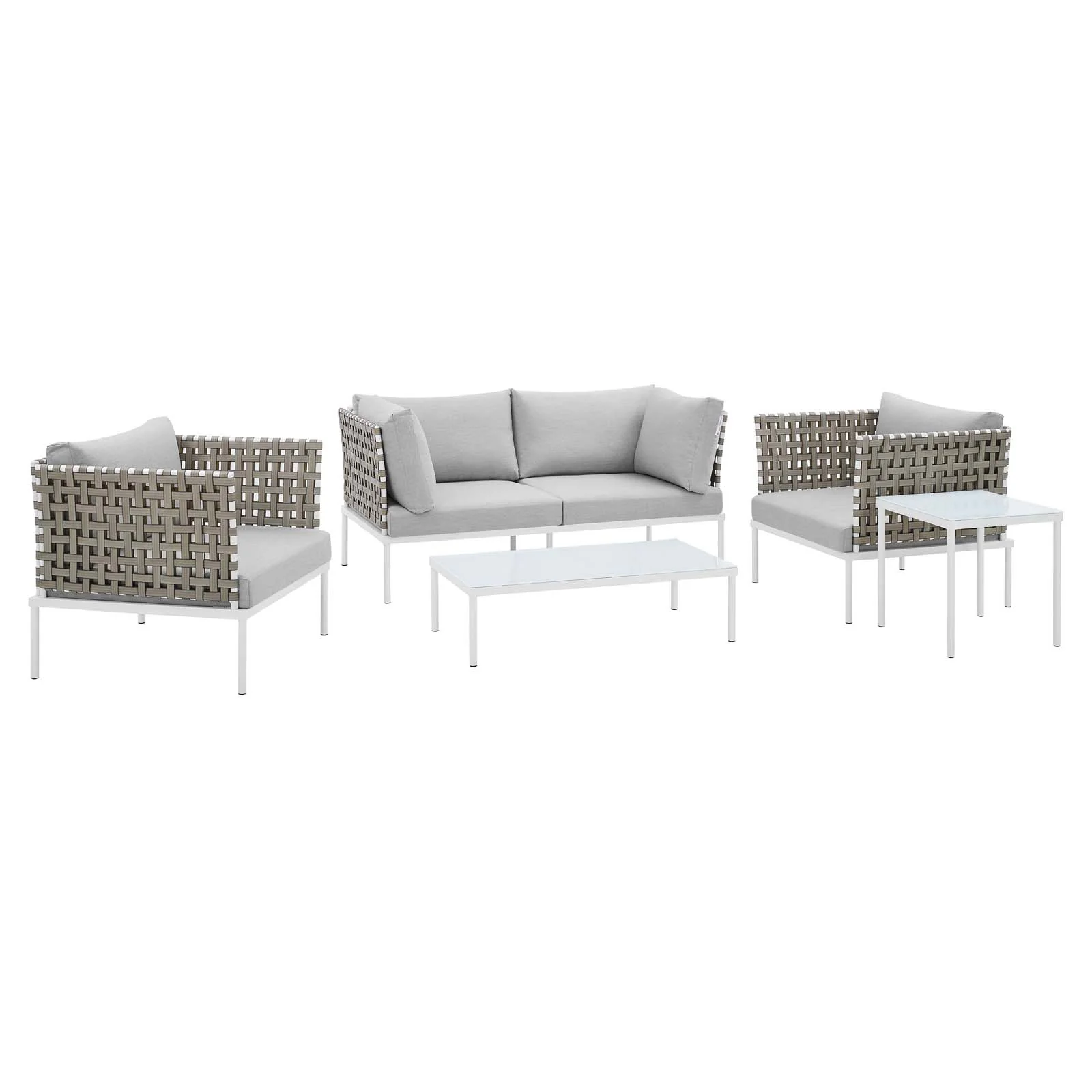 Harmony 5-Piece  Sunbrella® Basket Weave Outdoor Patio Aluminum Seating Set By Modway - EEI-4693 - Image 2