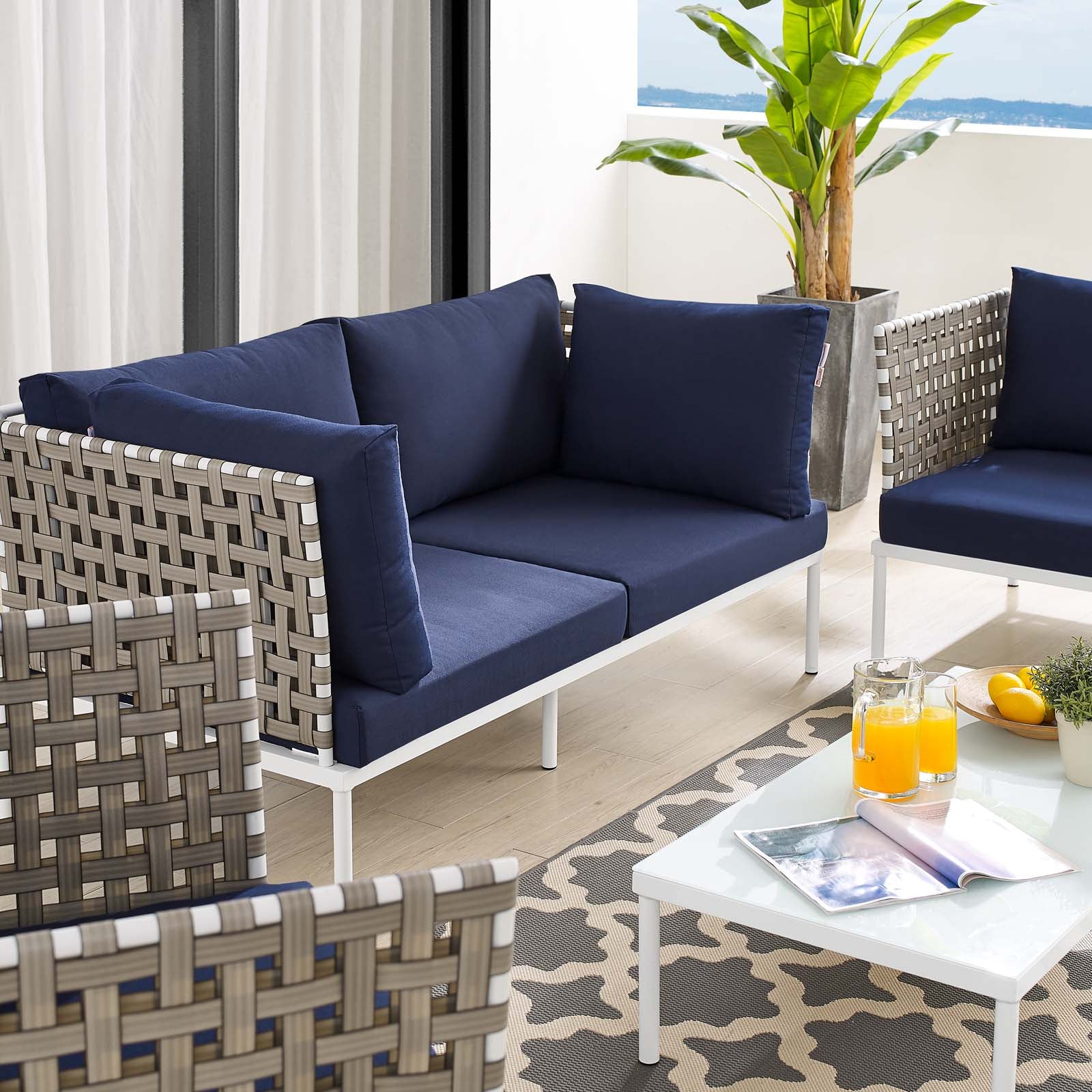 Harmony 5-Piece  Sunbrella® Basket Weave Outdoor Patio Aluminum Seating Set By Modway - EEI-4693 - Image 22