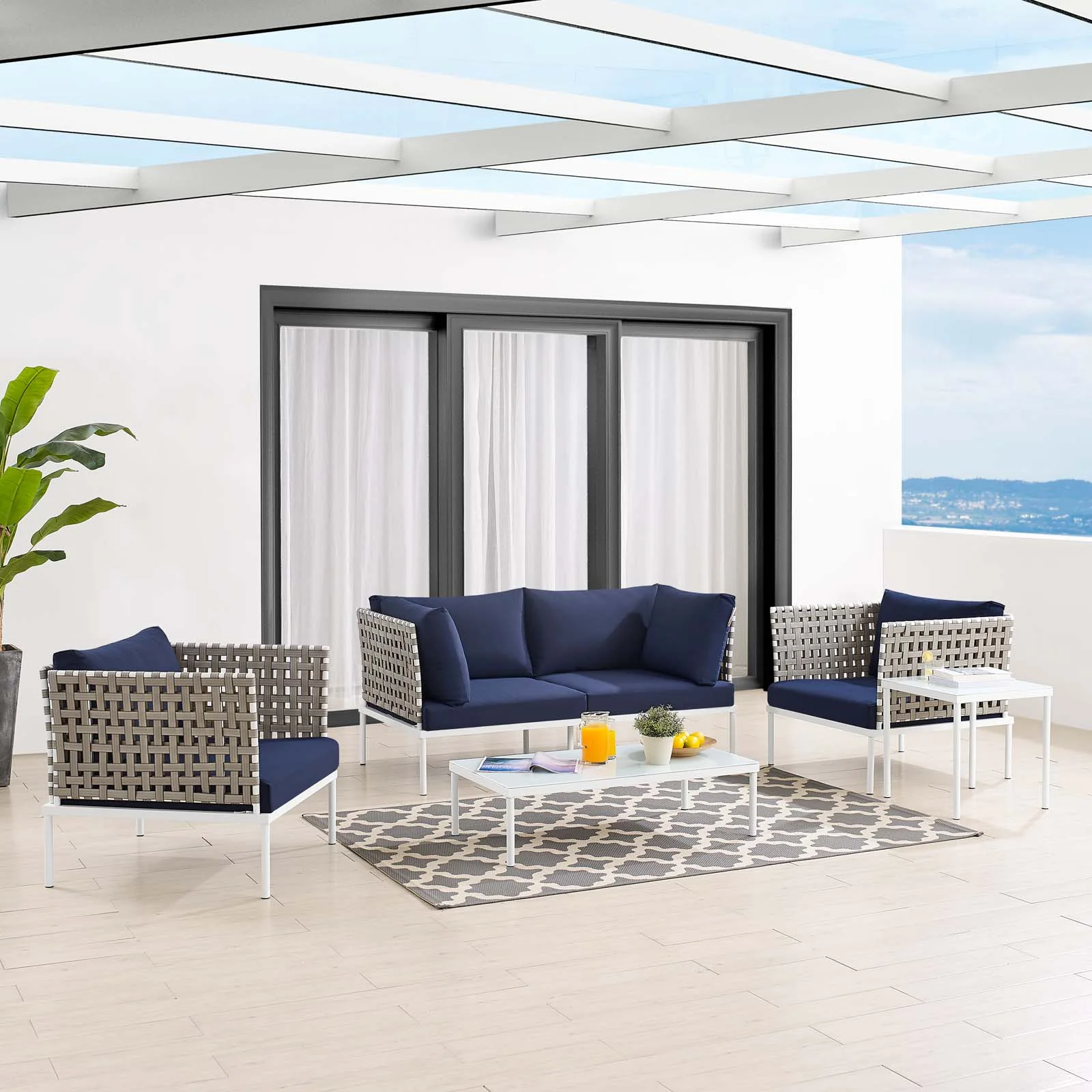 Harmony 5-Piece  Sunbrella® Basket Weave Outdoor Patio Aluminum Seating Set By Modway - EEI-4693 - Image 23