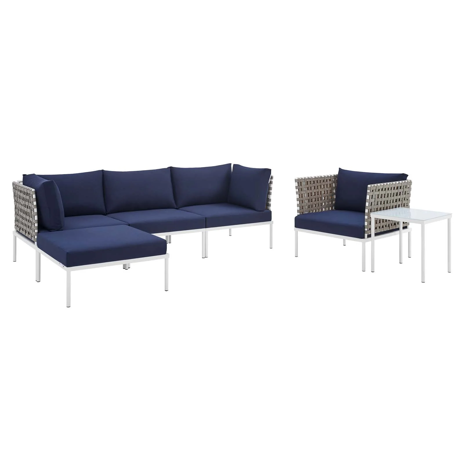 Harmony 6-Piece  Sunbrella® Basket Weave Outdoor Patio Aluminum Seating Set By Modway - EEI-4931 - Image 17