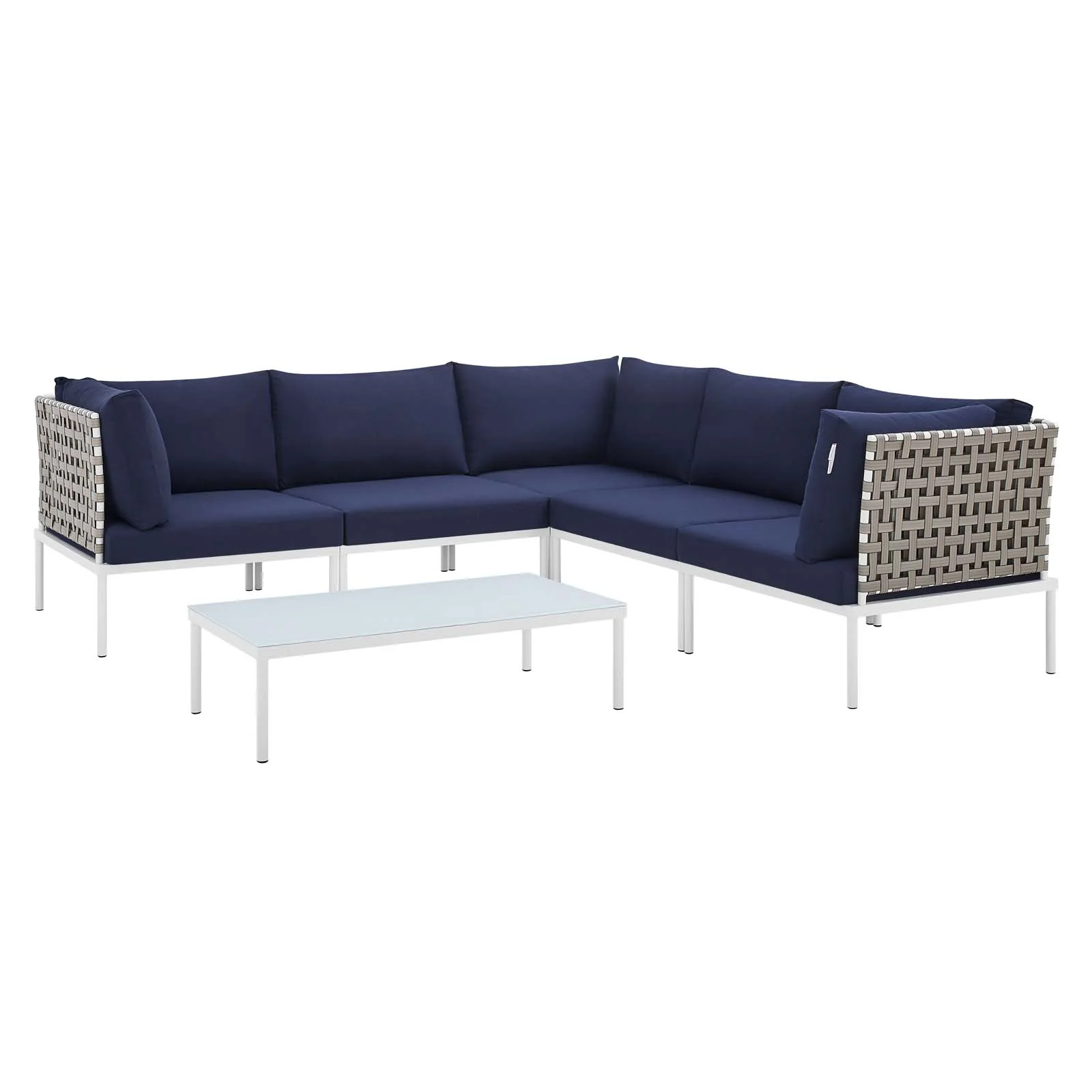 Harmony 6-Piece  Sunbrella® Basket Weave Outdoor Patio Aluminum Sectional Sofa Set By Modway - EEI-4927 - Image 13