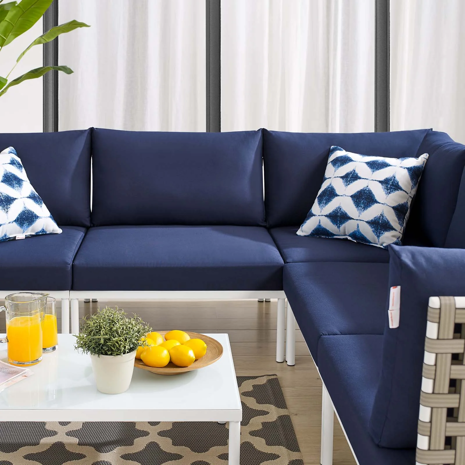Harmony 6-Piece  Sunbrella® Basket Weave Outdoor Patio Aluminum Sectional Sofa Set By Modway - EEI-4927 - Image 16