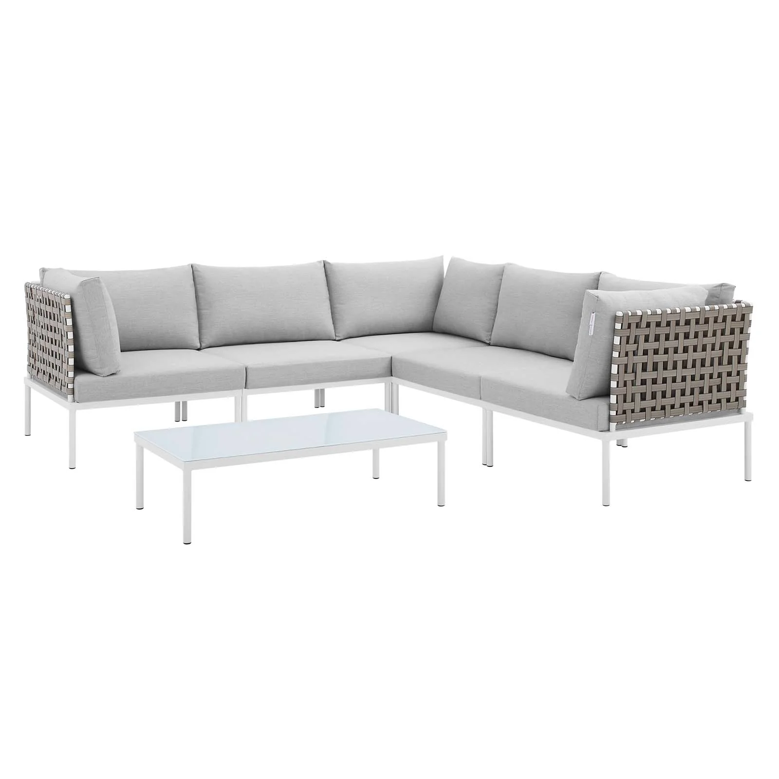 Harmony 6-Piece  Sunbrella® Basket Weave Outdoor Patio Aluminum Sectional Sofa Set By Modway - EEI-4927 - Image 2