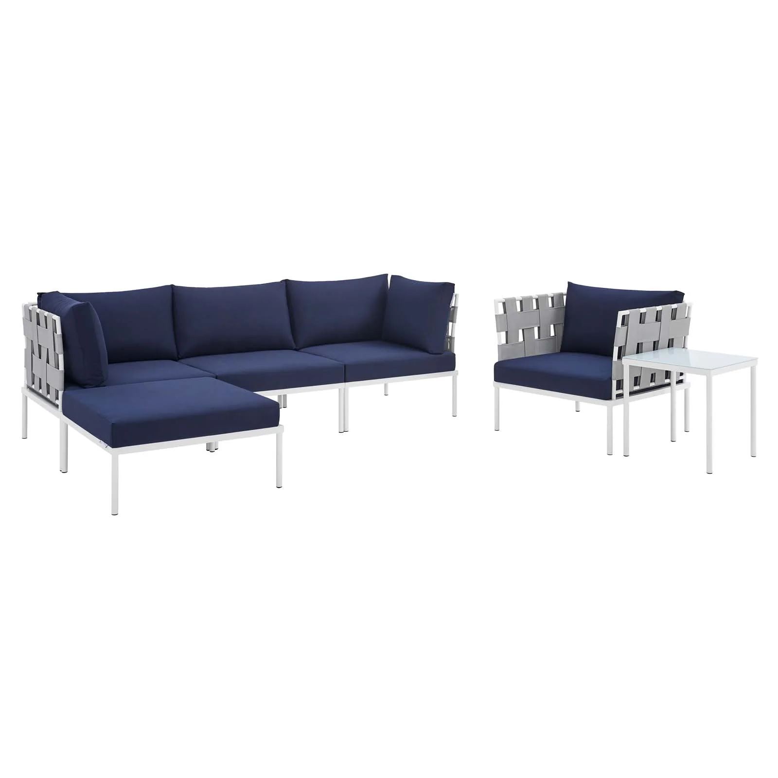 Harmony 6-Piece  Sunbrella® Outdoor Patio Aluminum Seating Set By Modway - EEI-4933 - Image 17