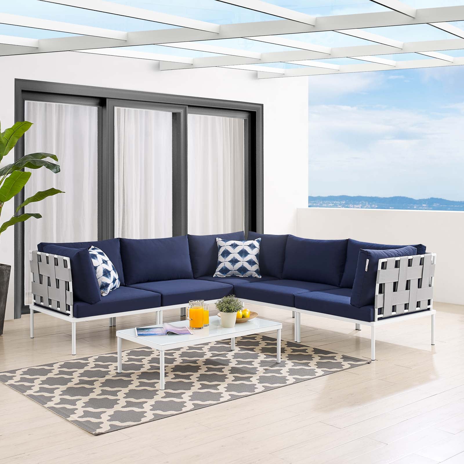 Harmony 6-Piece  Sunbrella® Outdoor Patio Aluminum Sectional Sofa Set By Modway - EEI-4929 - Image 17