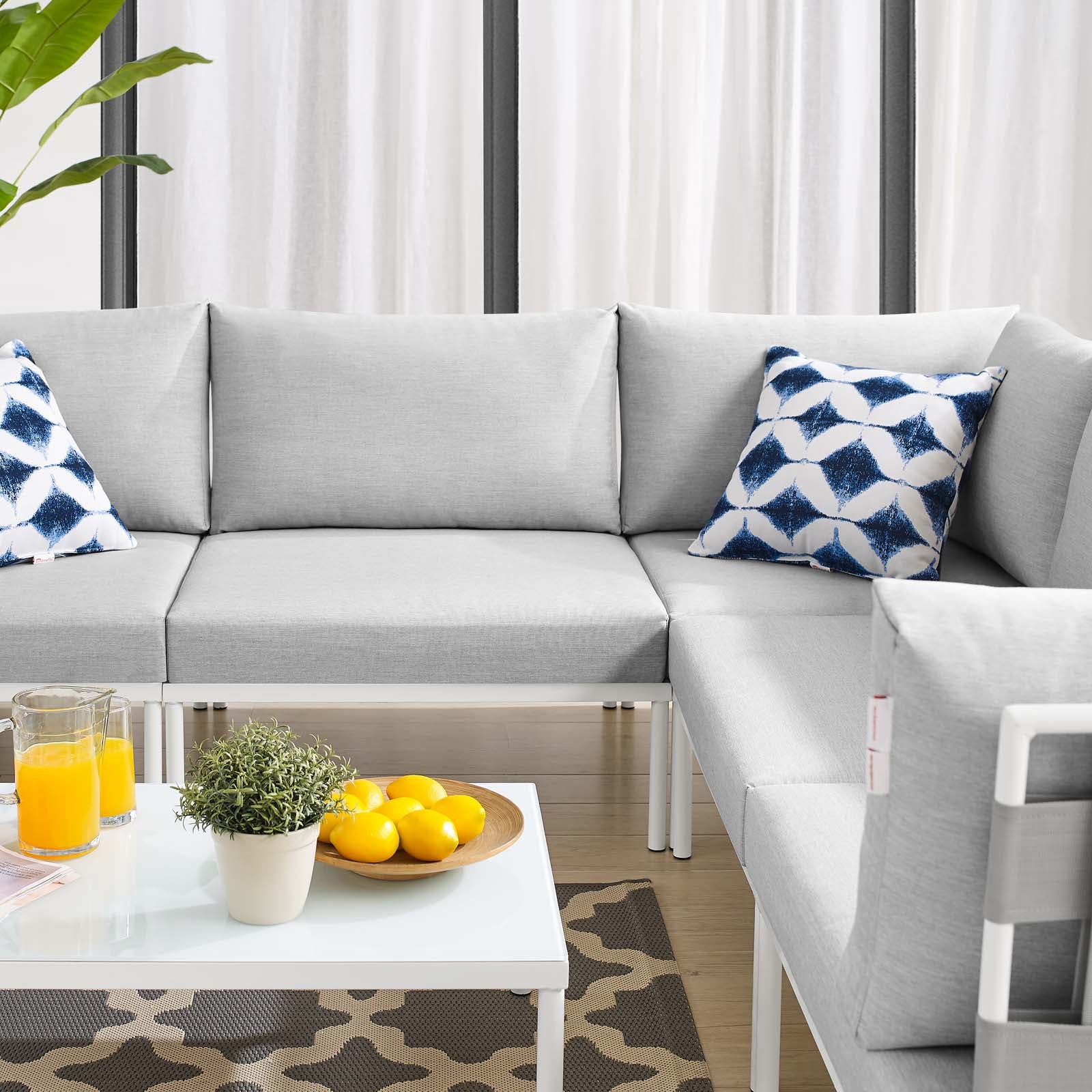 Harmony 6-Piece  Sunbrella® Outdoor Patio Aluminum Sectional Sofa Set By Modway - EEI-4929 - Image 5