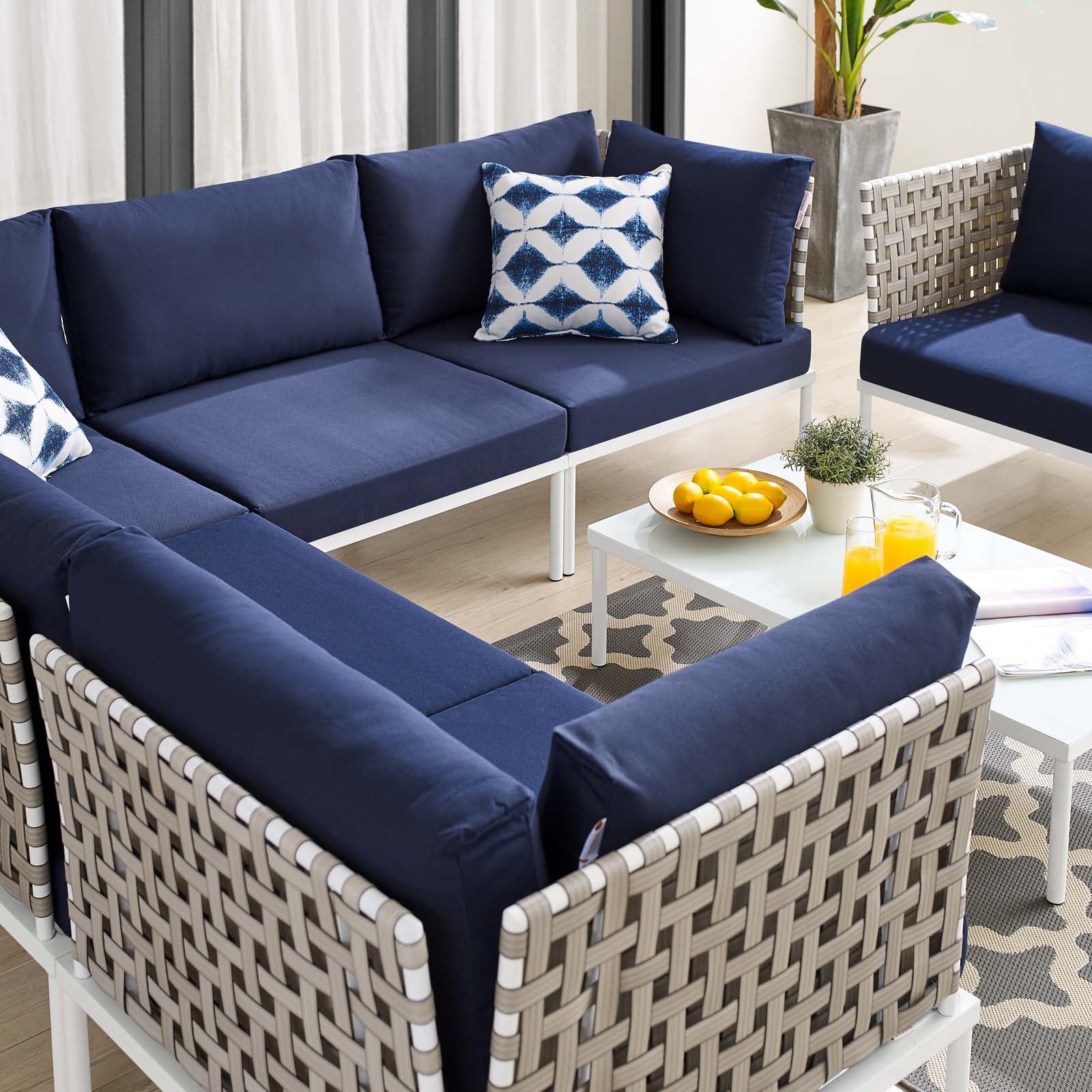 Harmony 7-Piece  Sunbrella® Basket Weave Outdoor Patio Aluminum Sectional Sofa Set By Modway - EEI-4935 - Image 22