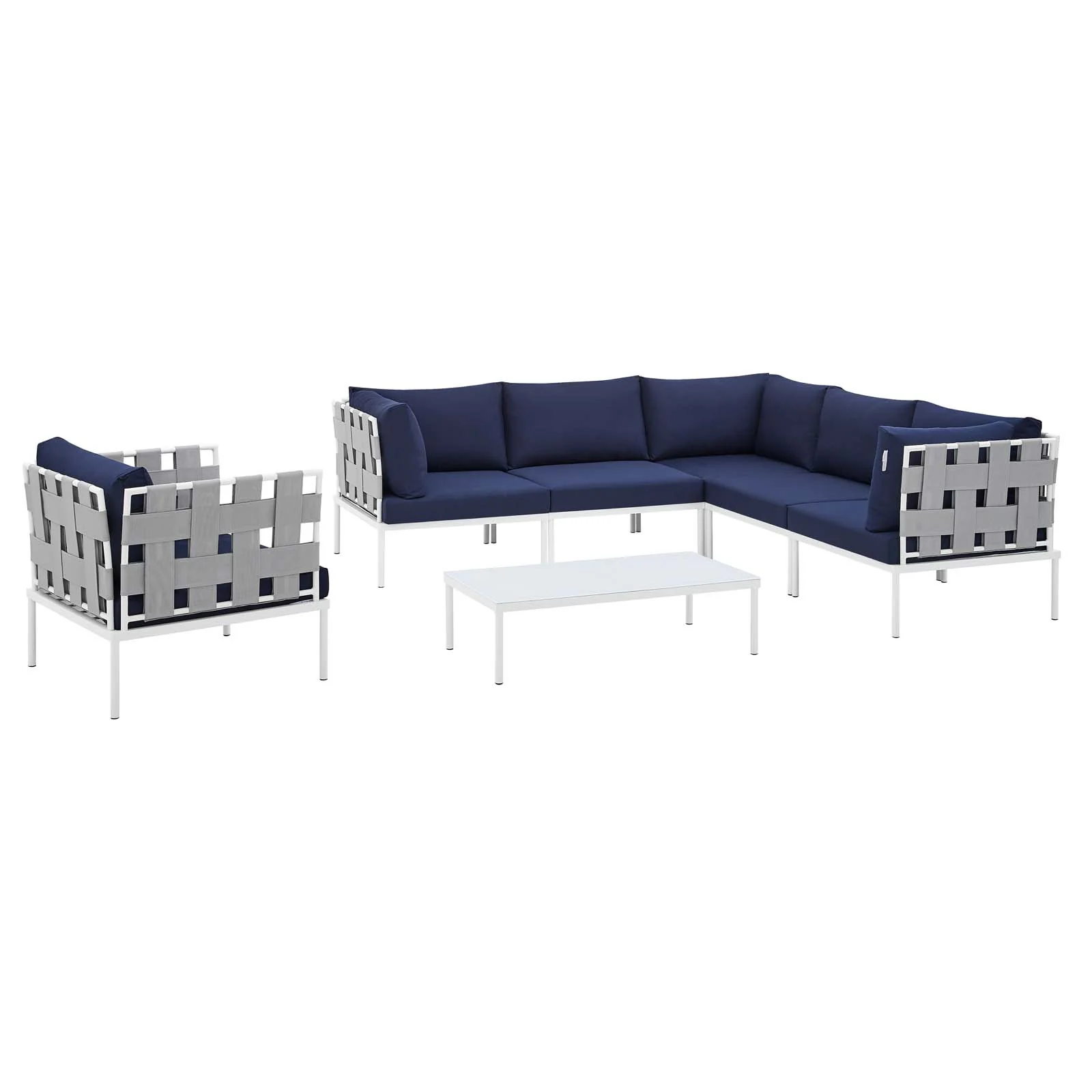 Harmony 7-Piece  Sunbrella® Outdoor Patio Aluminum Sectional Sofa Set By Modway - EEI-4937 - Image 16