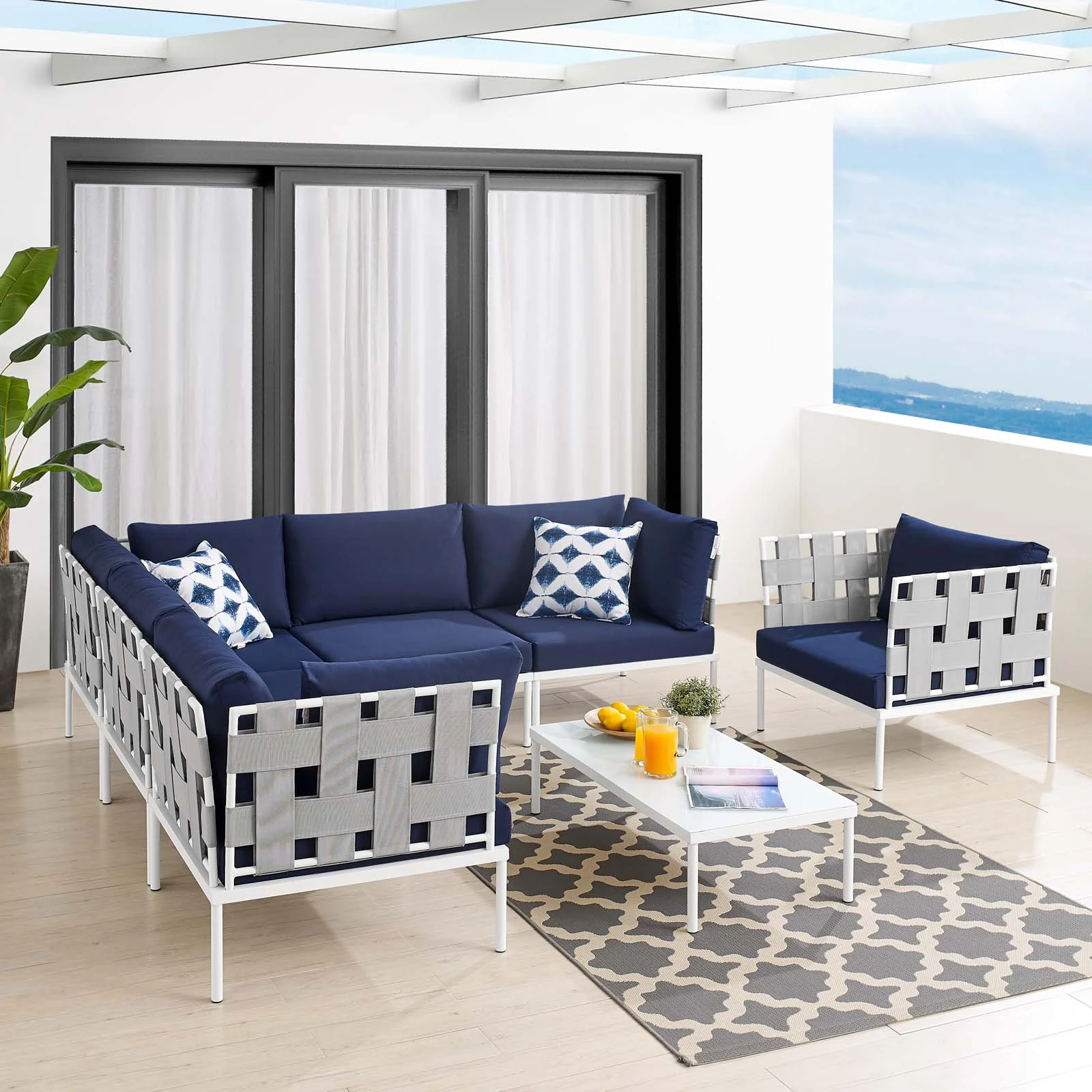 Harmony 7-Piece  Sunbrella® Outdoor Patio Aluminum Sectional Sofa Set By Modway - EEI-4937 - Image 23