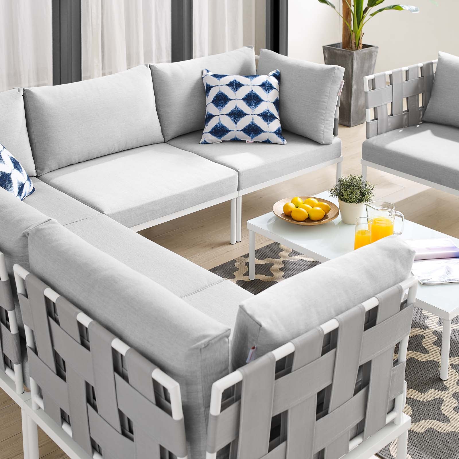 Harmony 7-Piece  Sunbrella® Outdoor Patio Aluminum Sectional Sofa Set By Modway - EEI-4937 - Image 8