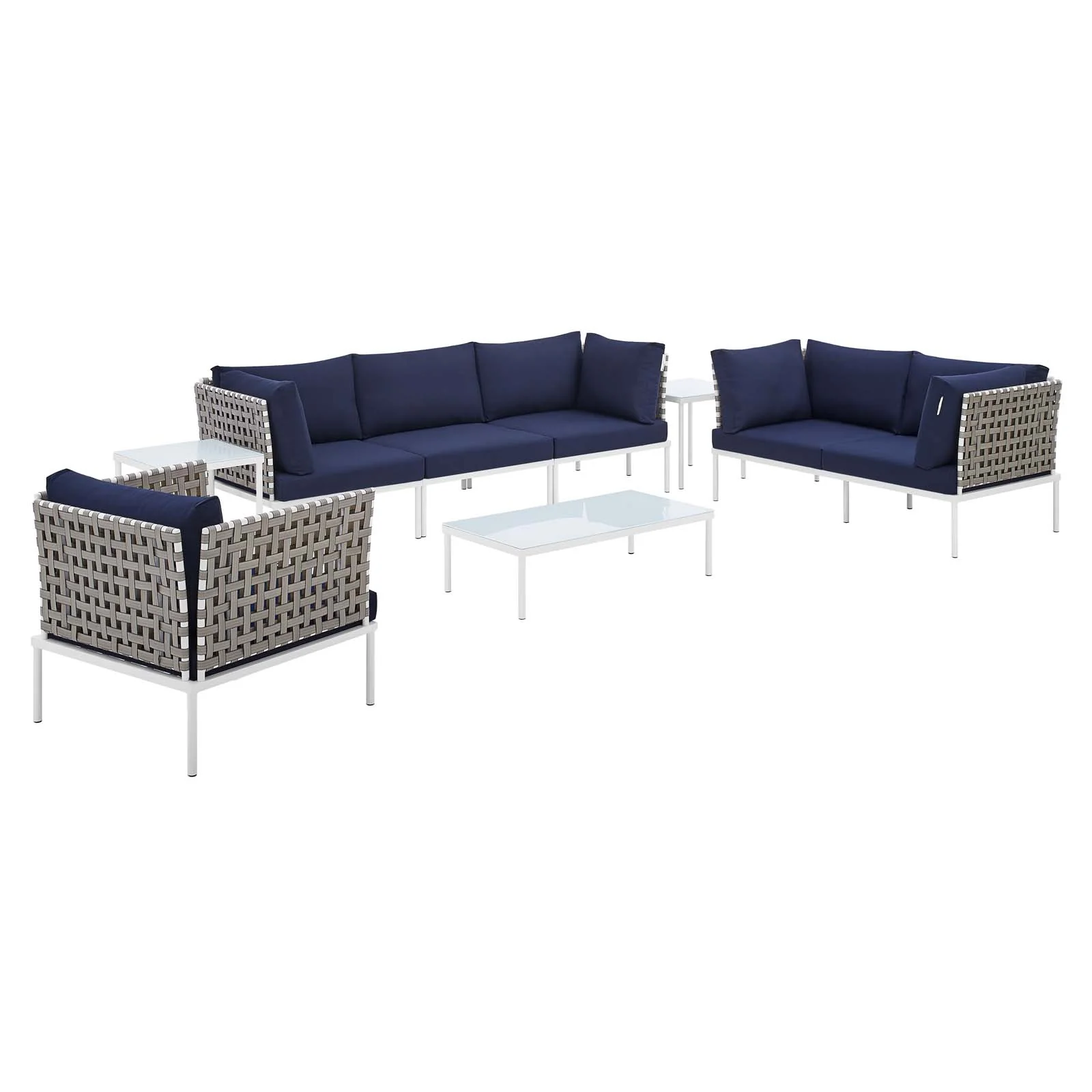 Harmony 8-Piece  Sunbrella® Basket Weave Outdoor Patio Aluminum Seating Set By Modway - EEI-4947 - Image 17