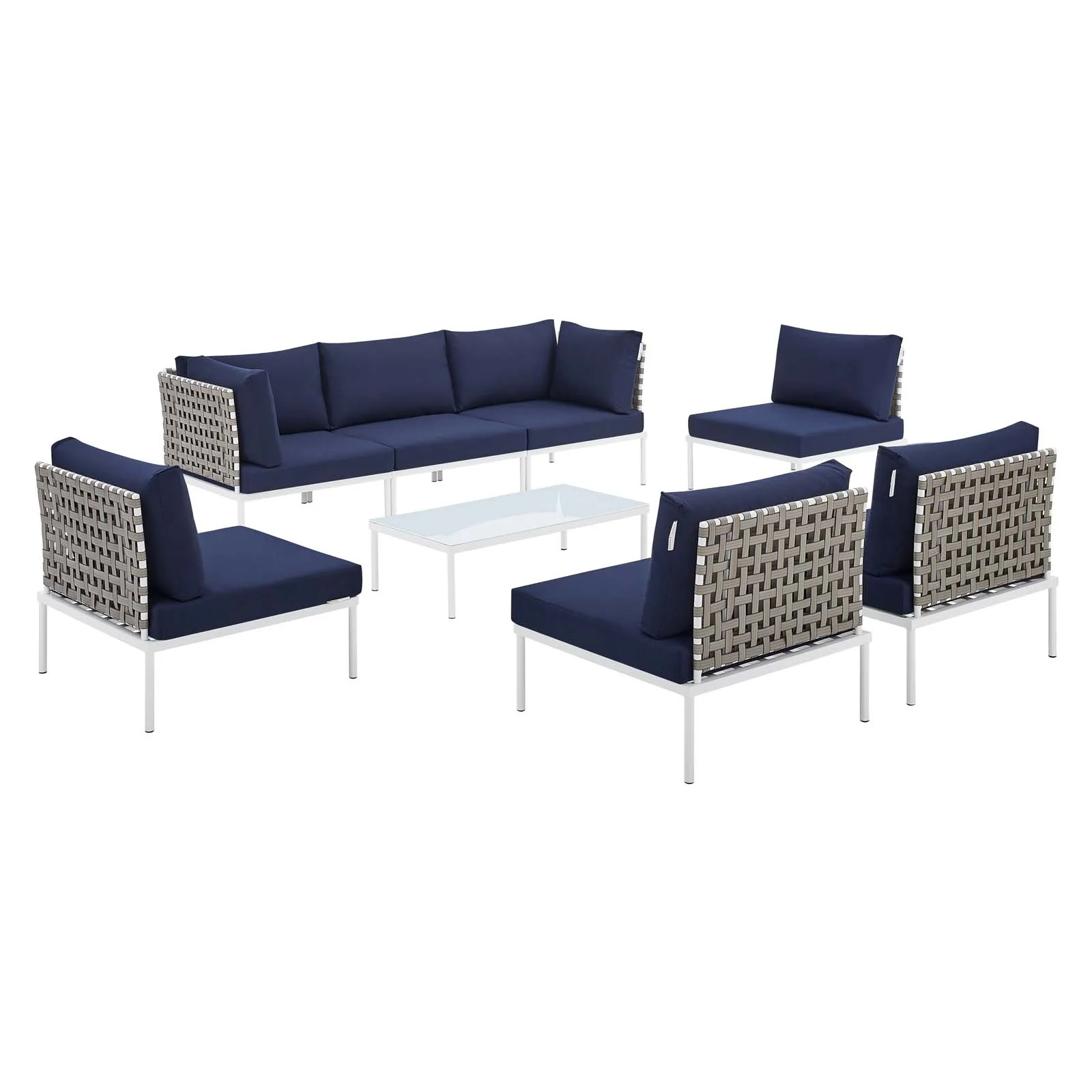 Harmony 8-Piece  Sunbrella® Basket Weave Outdoor Patio Aluminum Sectional Sofa Set By Modway - EEI-4939 - Image 13
