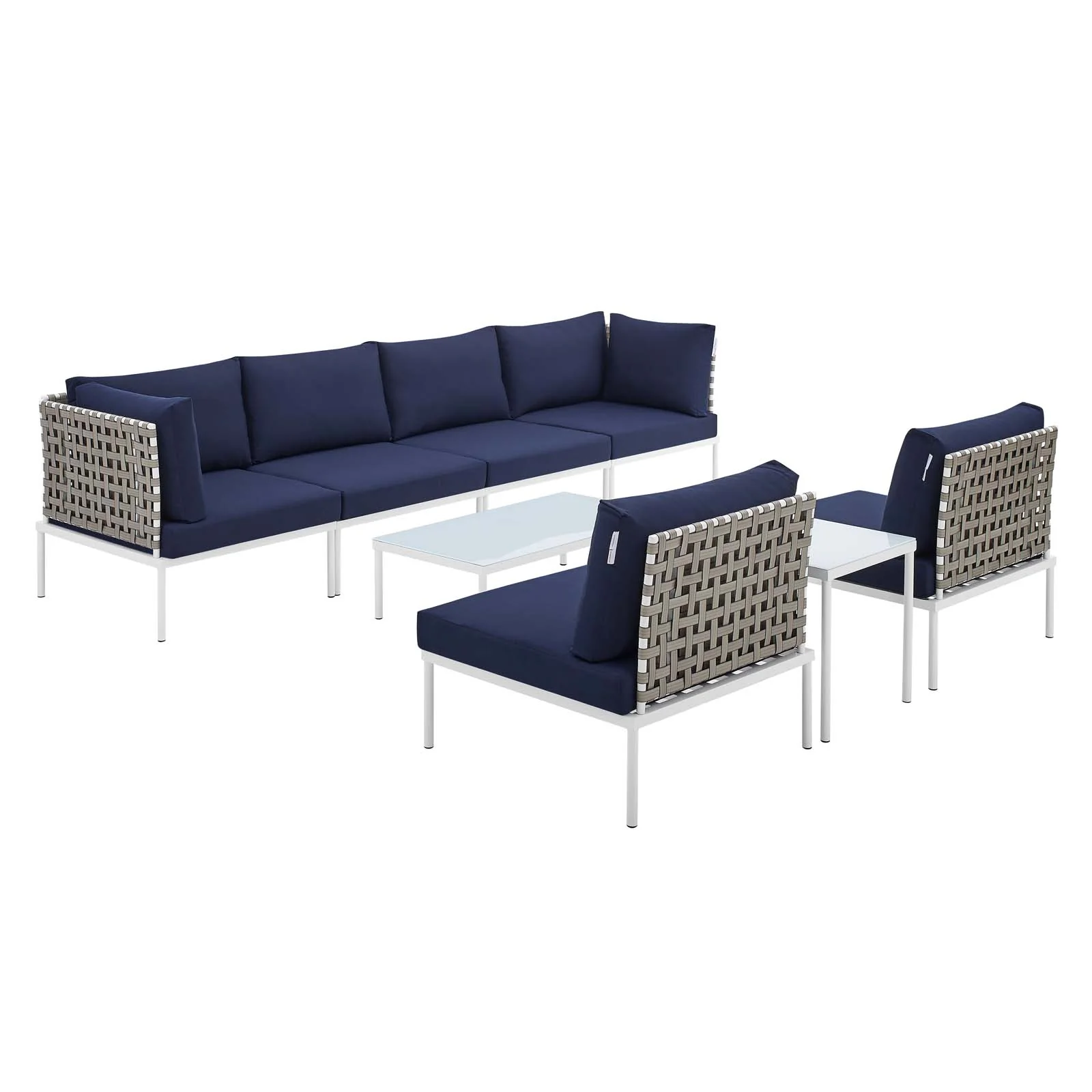 Harmony 8-Piece  Sunbrella® Basket Weave Outdoor Patio Aluminum Sectional Sofa Set By Modway - EEI-4943 - Image 16