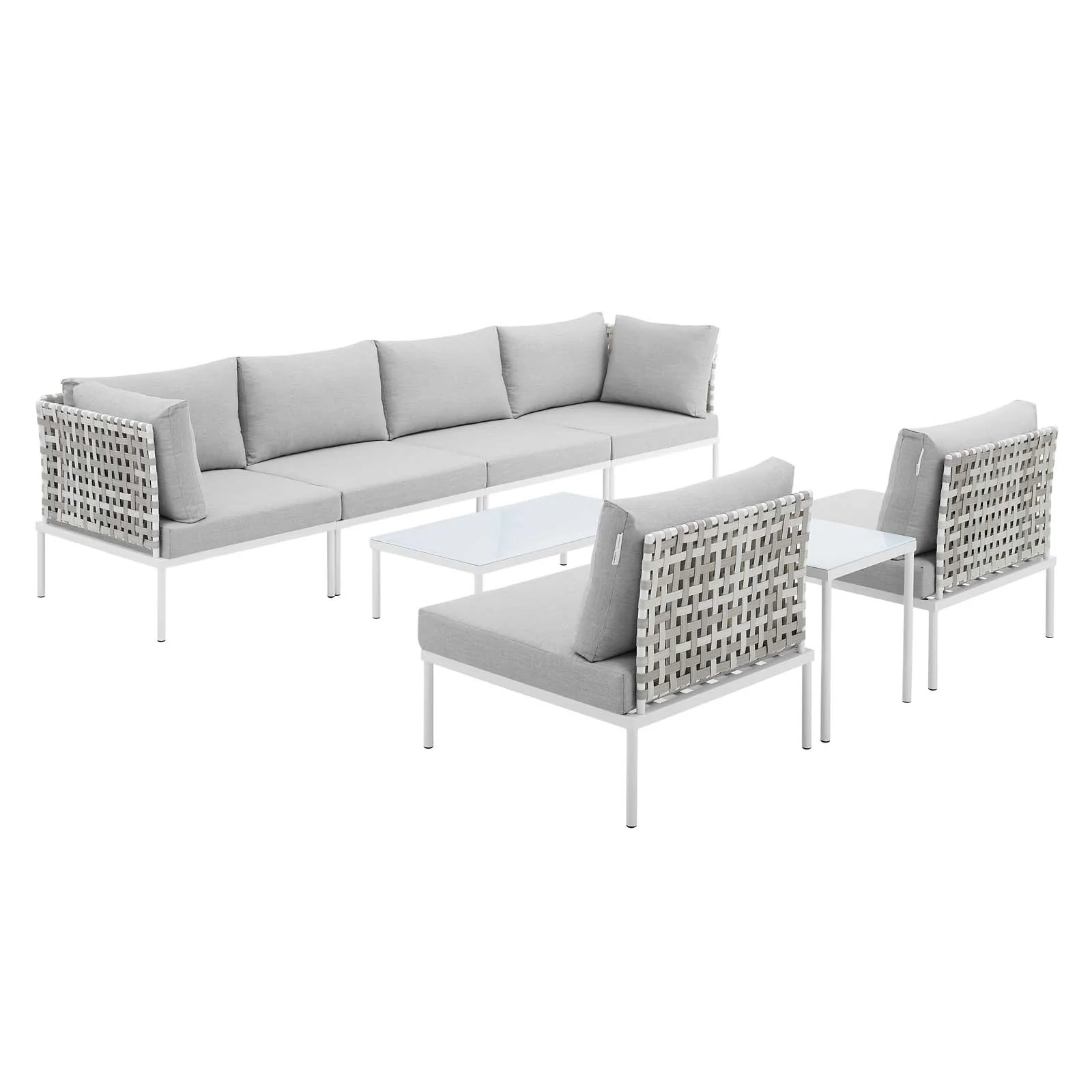 Harmony 8-Piece  Sunbrella® Basket Weave Outdoor Patio Aluminum Sectional Sofa Set By Modway - EEI-4943 - Image 2