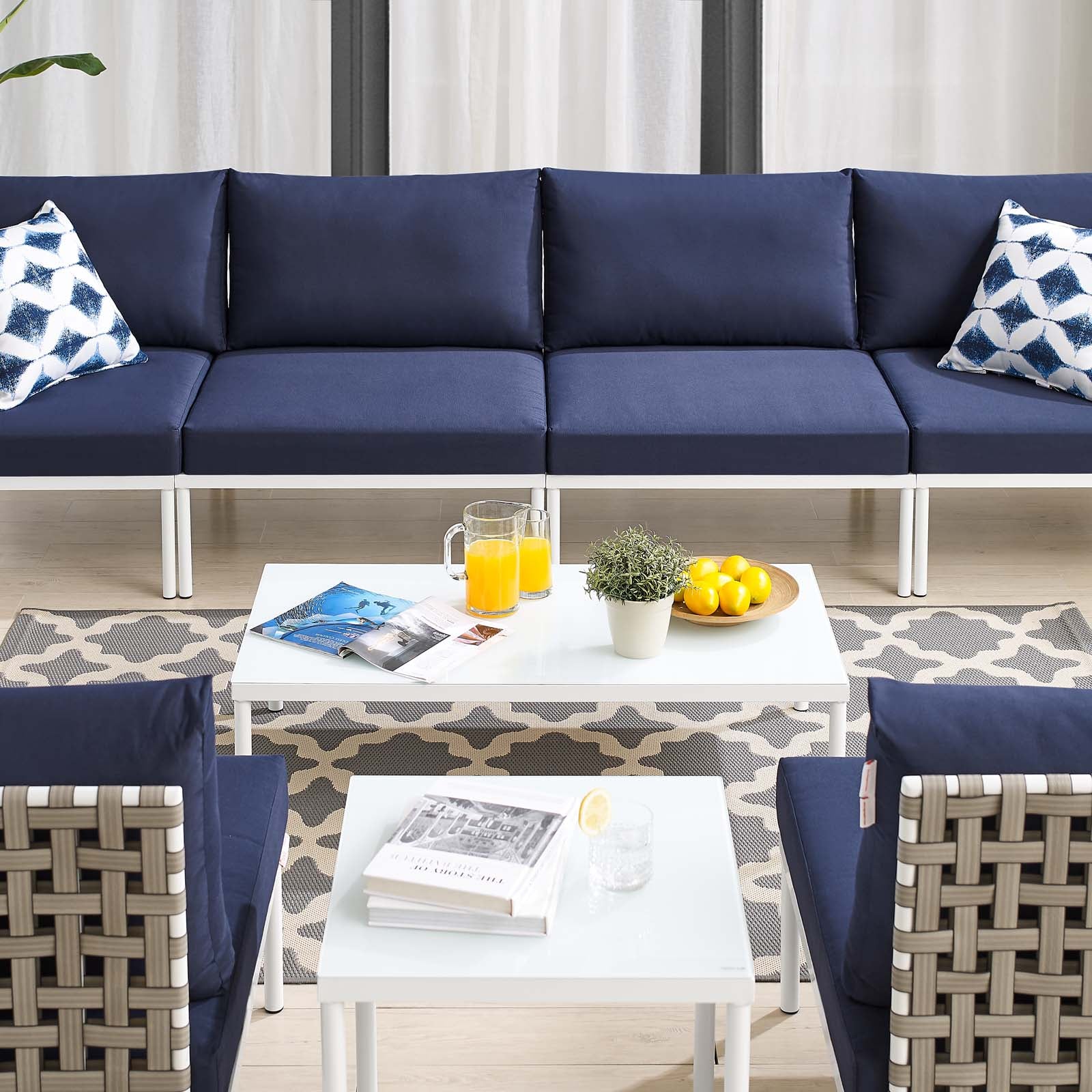 Harmony 8-Piece  Sunbrella® Basket Weave Outdoor Patio Aluminum Sectional Sofa Set By Modway - EEI-4943 - Image 22
