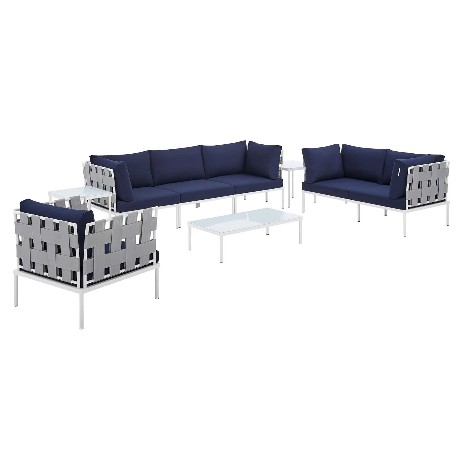 Harmony 8-Piece  Sunbrella® Outdoor Patio Aluminum Seating Set By Modway - EEI-4949 - Image 17
