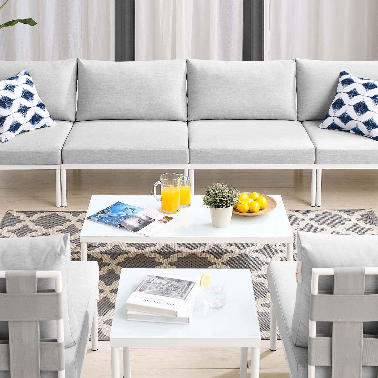 Harmony 8-Piece  Sunbrella® Outdoor Patio Aluminum Sectional Sofa Set By Modway - EEI-4945 - Image 8