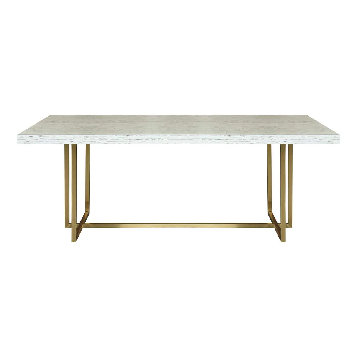 Harmony Contemporary Dining Table in Brushed Gold Finish and Ash Veneer Top By Armen Living - Image 2